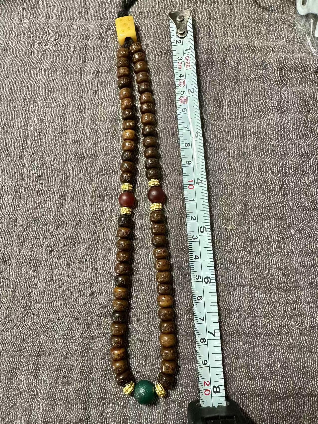 Handmade Yak Bone Bead Bracelet | Tibetan Handheld Mala Prayer Beads with Six-Word Mantra