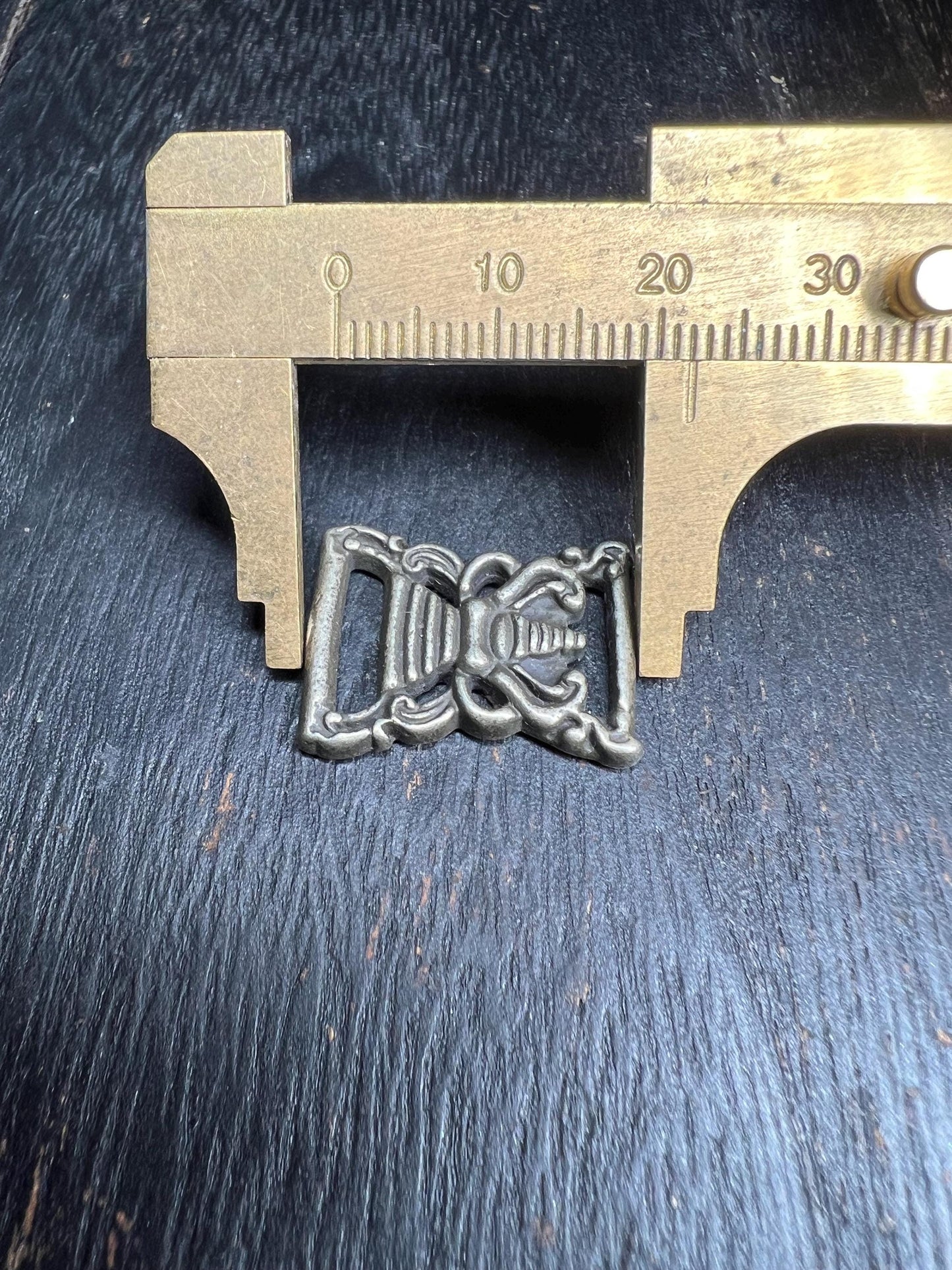 Vintage Tibetan Stupa Book Buckle: White Brass Buddhist Amulet