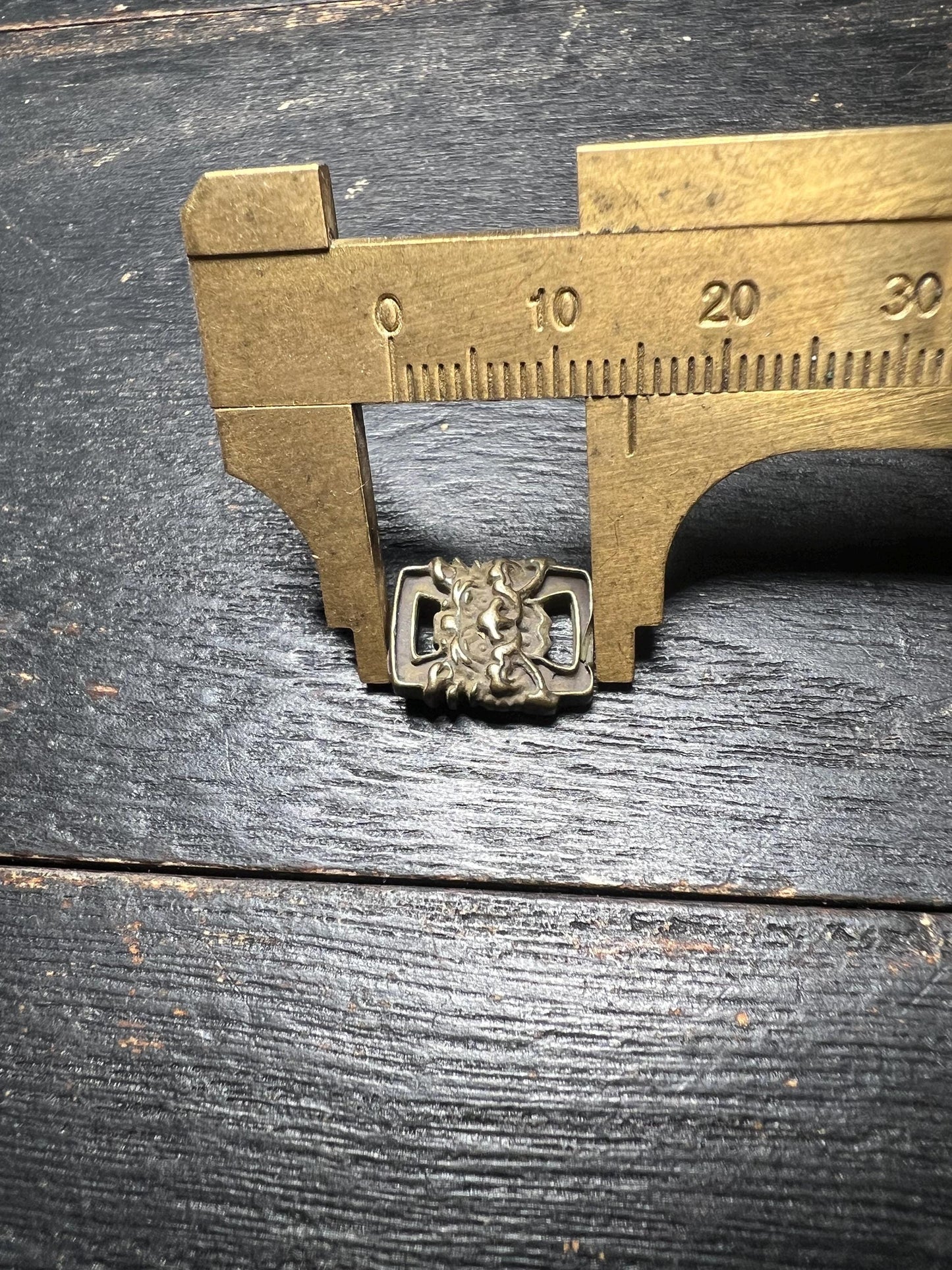 Vintage Chinese Copper Lion Shield Buckle: Buddhist Confucian Ornament