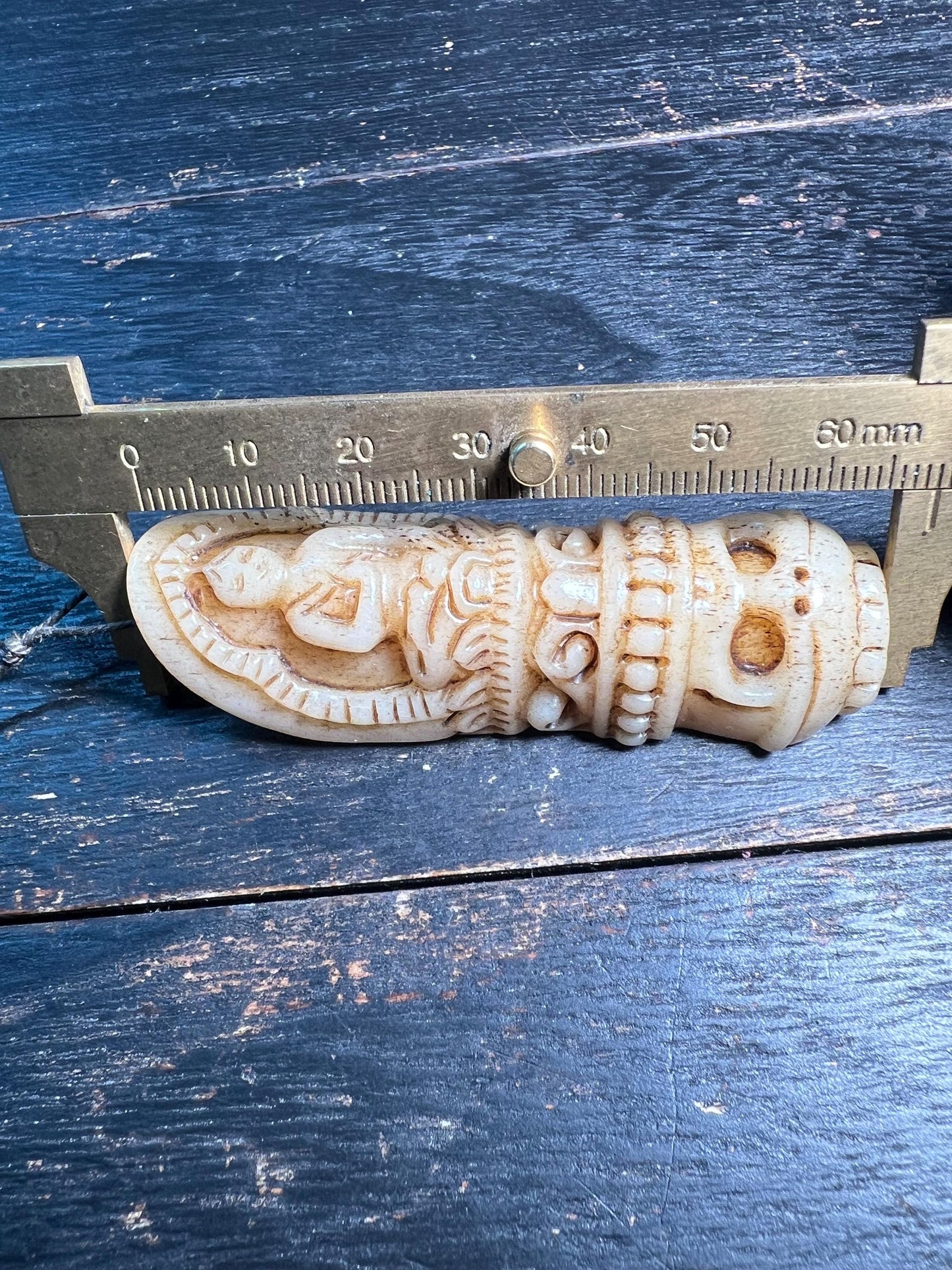 Antique Yak Bone Buddha Amulet Pendant | Hand-Carved Himalayan Talisman | Tibetan Buddhist Skull Protection Charm