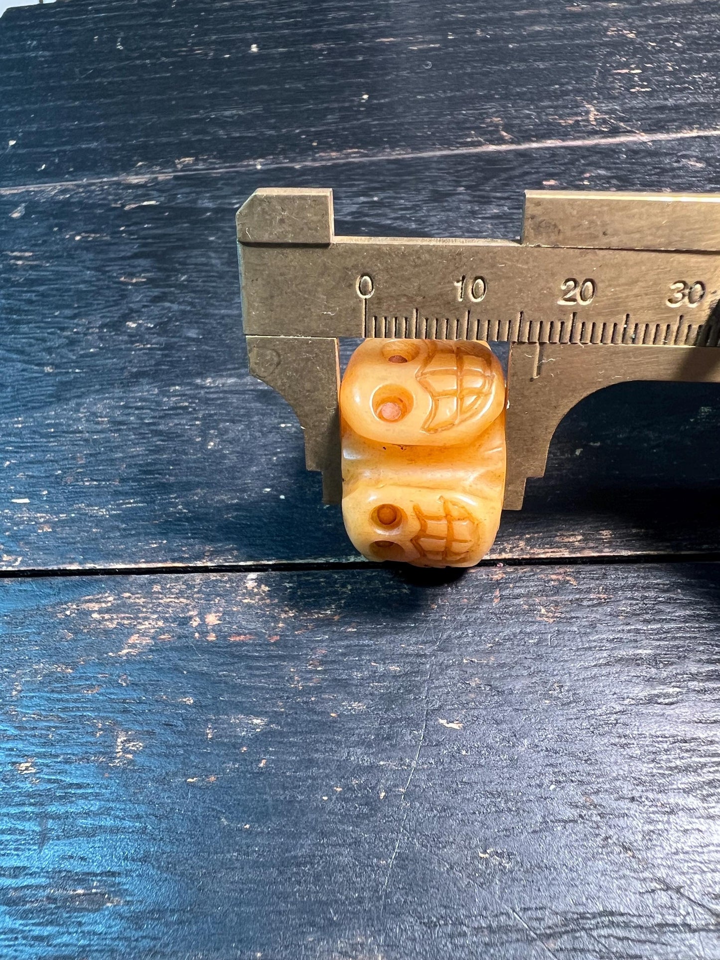 Vintage Yak Bone Skull Counter Bead | Tibetan Mala Sliding Ring | Himalayan Buddhist Amulet