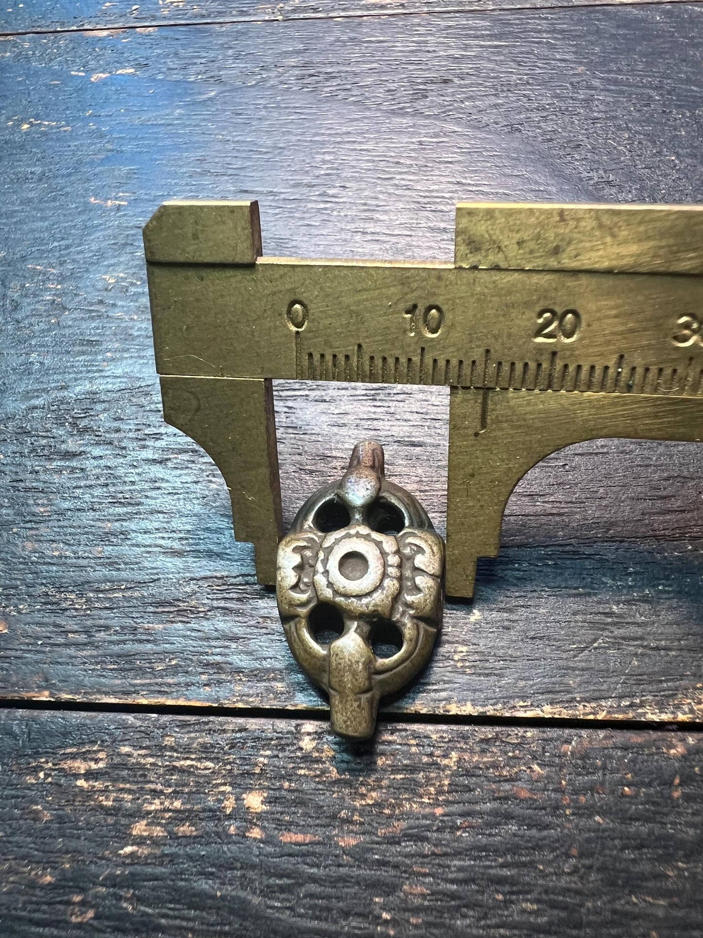 Tibetan Thogchag Spacer Amulet | Brass Mandala Bead, Buddhist Talisman Pendant, Ethnic Mala Ornament