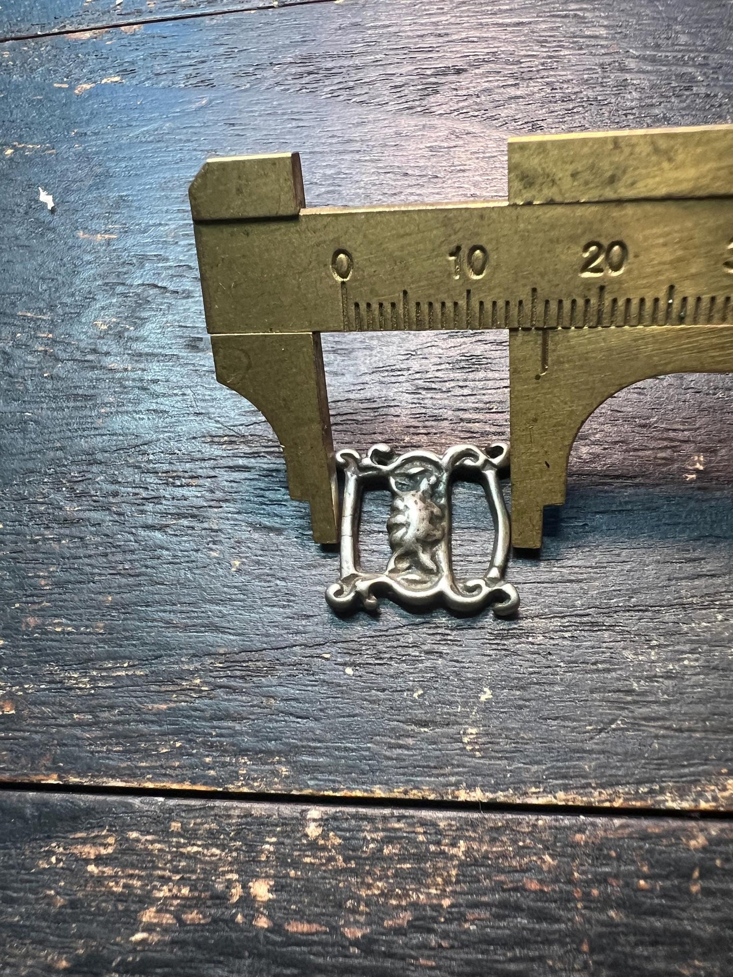 Vintage Tibetan Buddhist Stupa Buckle Amulet – White Brass Ritual Book Ornament