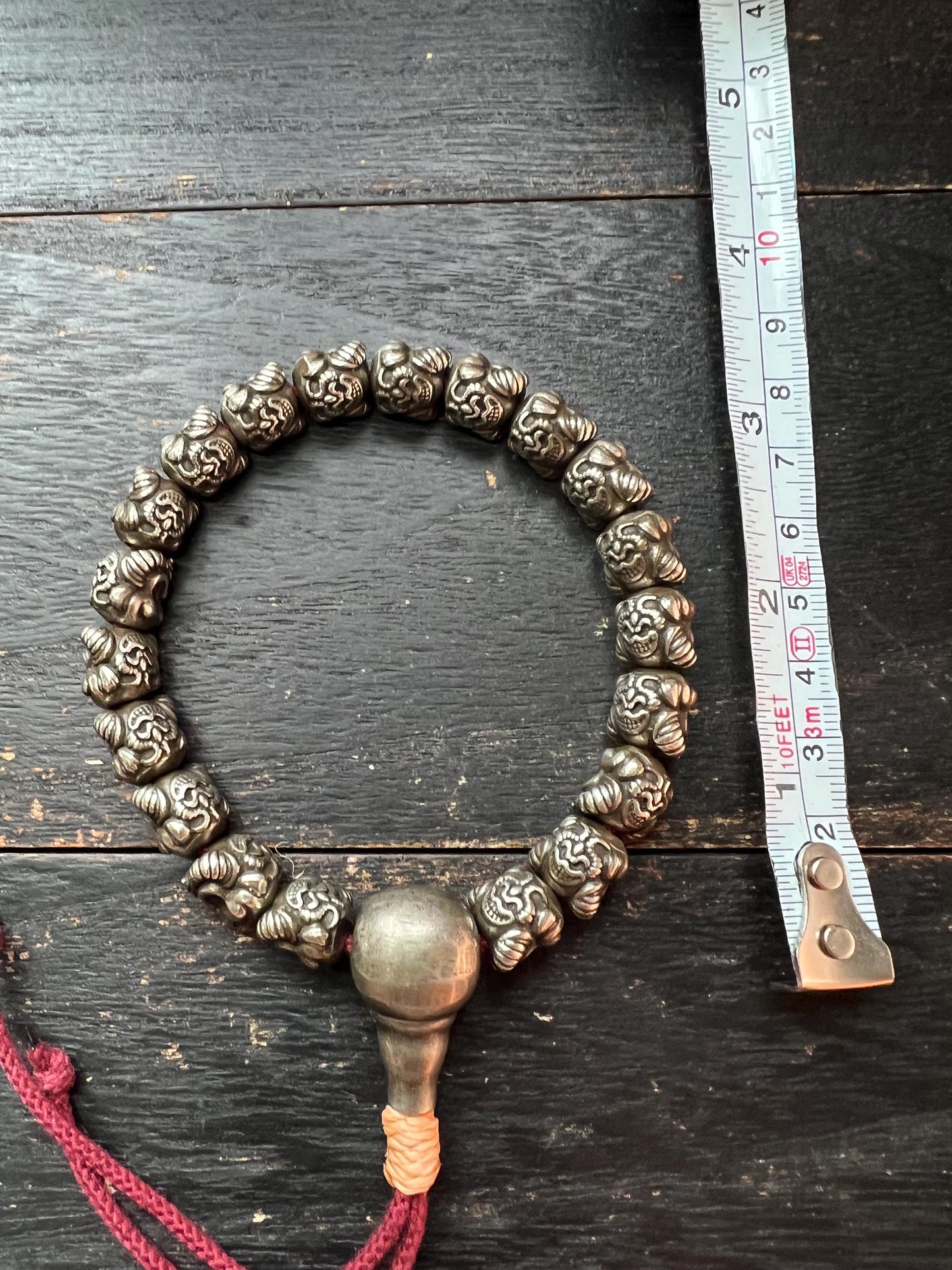 White Brass Garuda Skull Ritual Bracelet | Tibetan Buddhist Meditation Mala | Handcrafted Vajra Amulet for Protection | Himalayan Spiritual