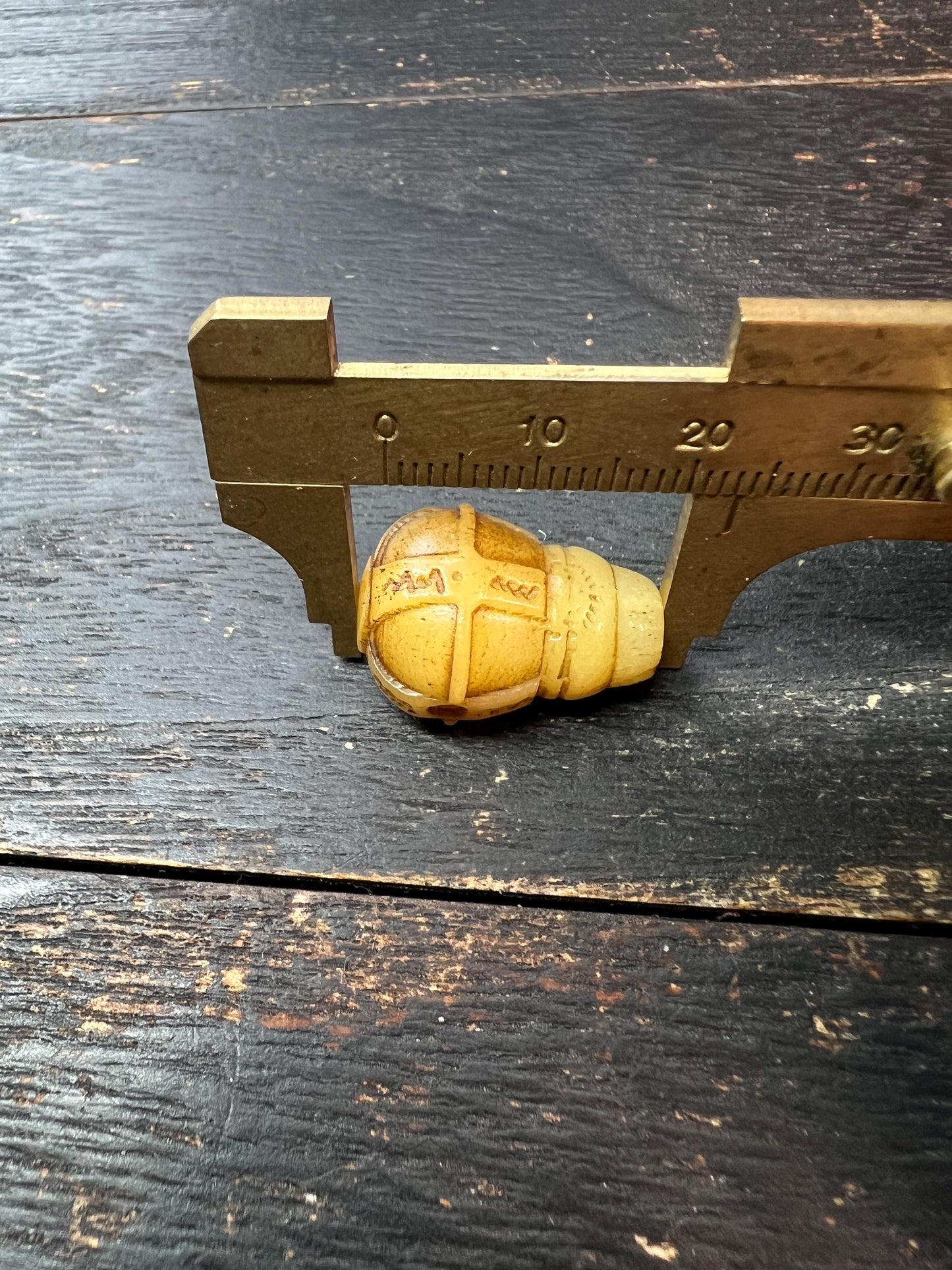 Artisan Camel Bone Guru Bead – Tibetan Style, Geometric or Symbolic Carving