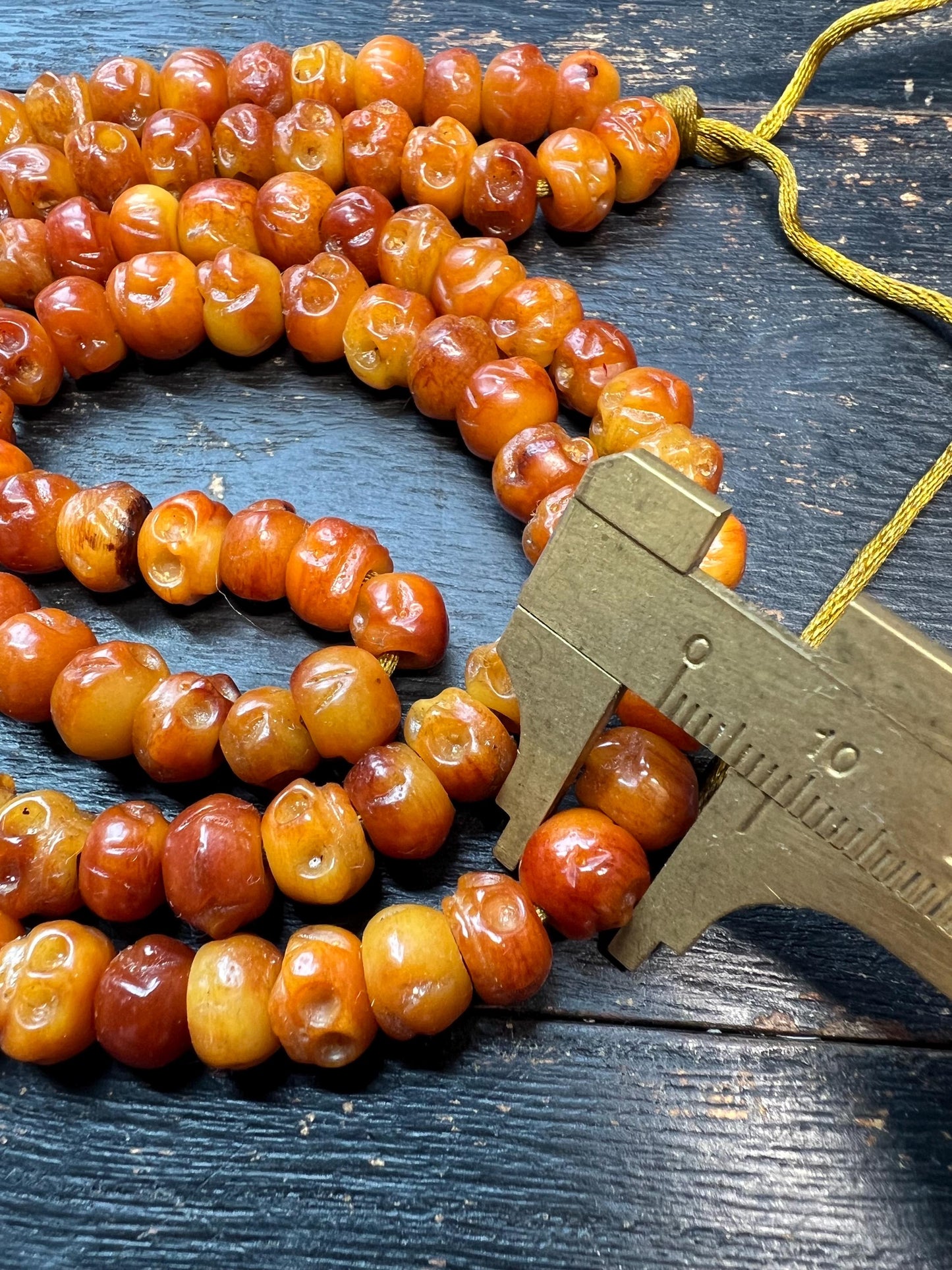 Hand-Carved Yak Bone Mala: 108 Beads Citipati Skull Prayer Necklace