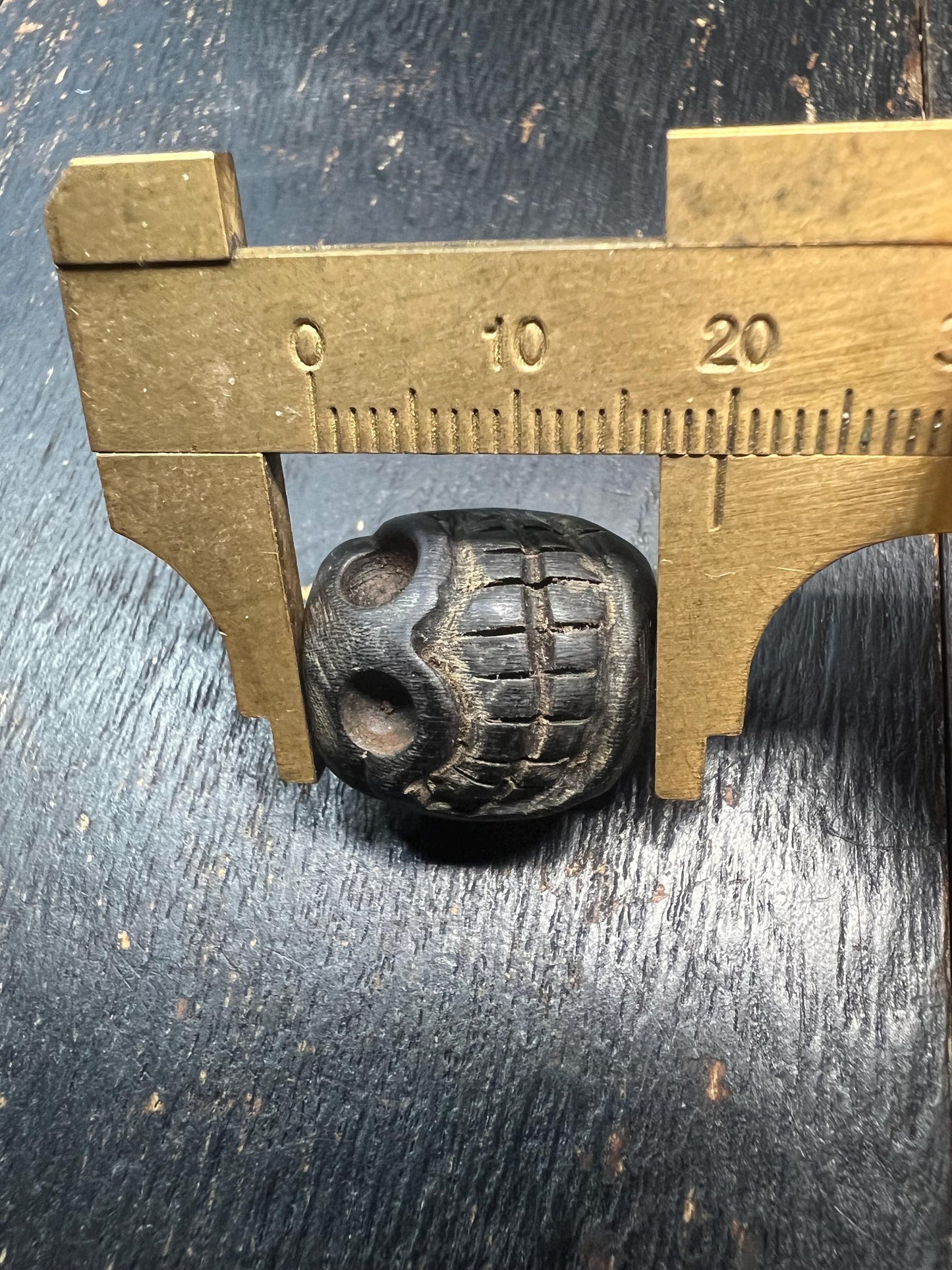 Hand Carved Ox Horn Smashan Chitta Skull Spacer Bead – Tibetan Buddhist Mala Separator – Unique Vintage Amulet Bead