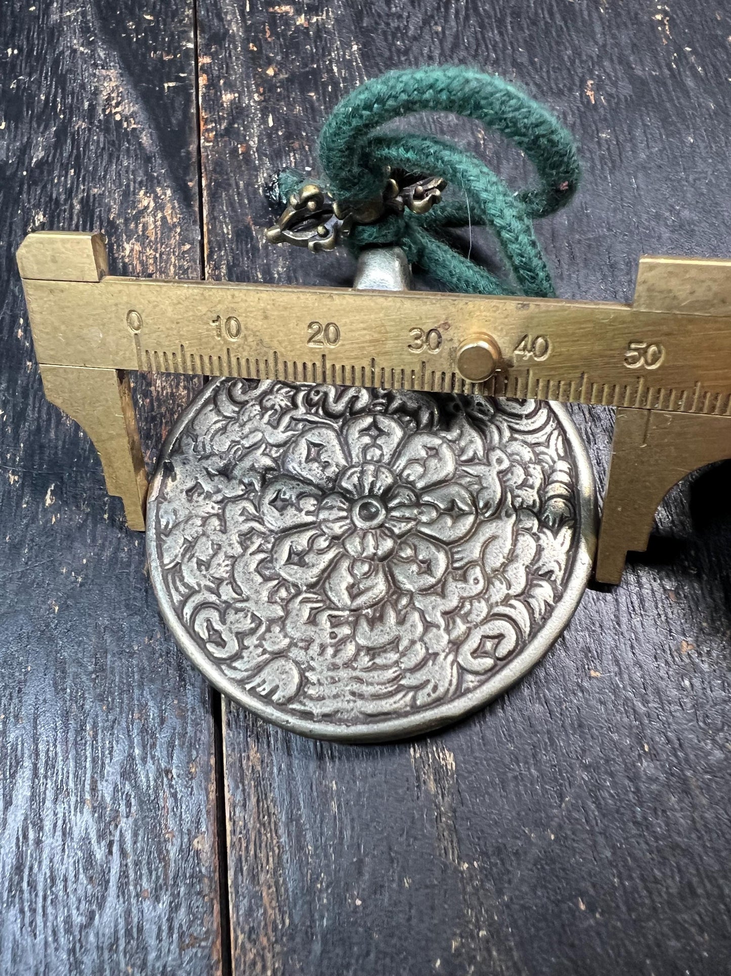 Large White Copper Tibetan Nine Palaces Bagua Pendant | Feng Shui Protection Amulet | Buddhist Sacred Talisman | Vintage Astrology Charm