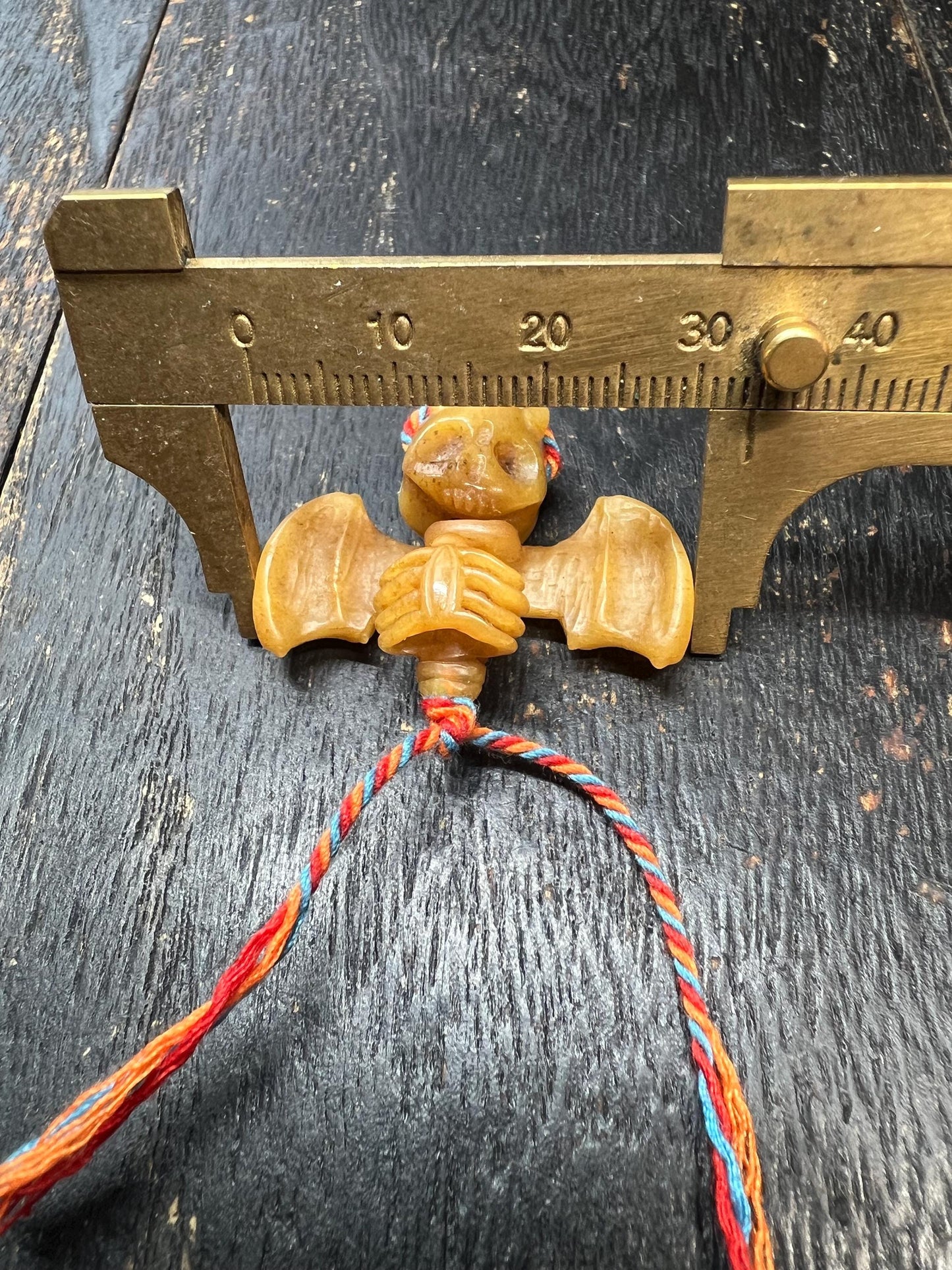 Hand‑Carved Yak Bone Bat Skull Guru Bead | Tibetan Mala Center Bead | Bone Bat Skeleton Amulet for Buddhist Prayer Necklace