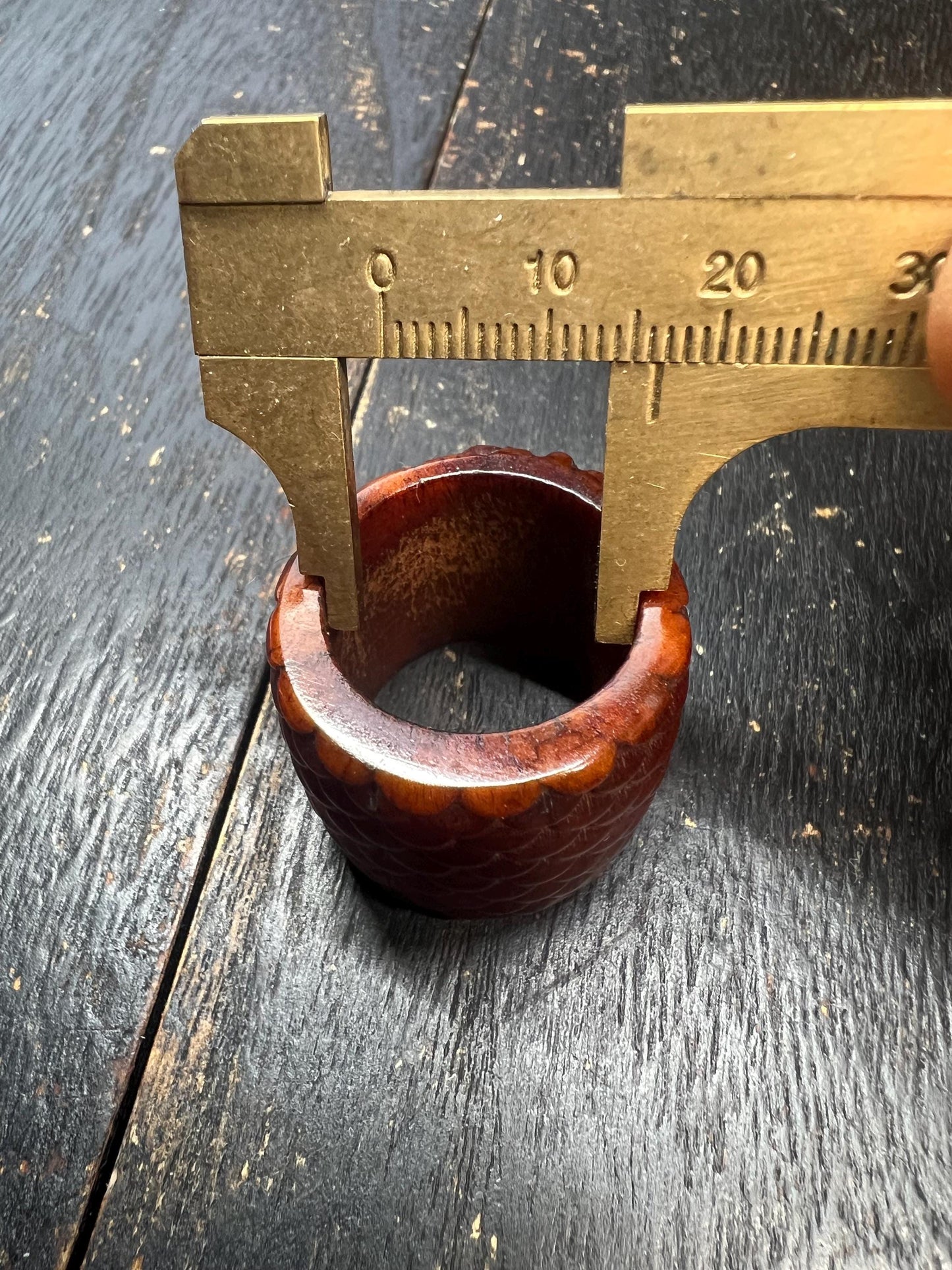 Hand-Carved Yak Bone Dragon Ring | Gandhanra Men’s Thumb Ring | Tibetan Style Fixed Size Ring | Boho Gothic Bone Carving Jewelry