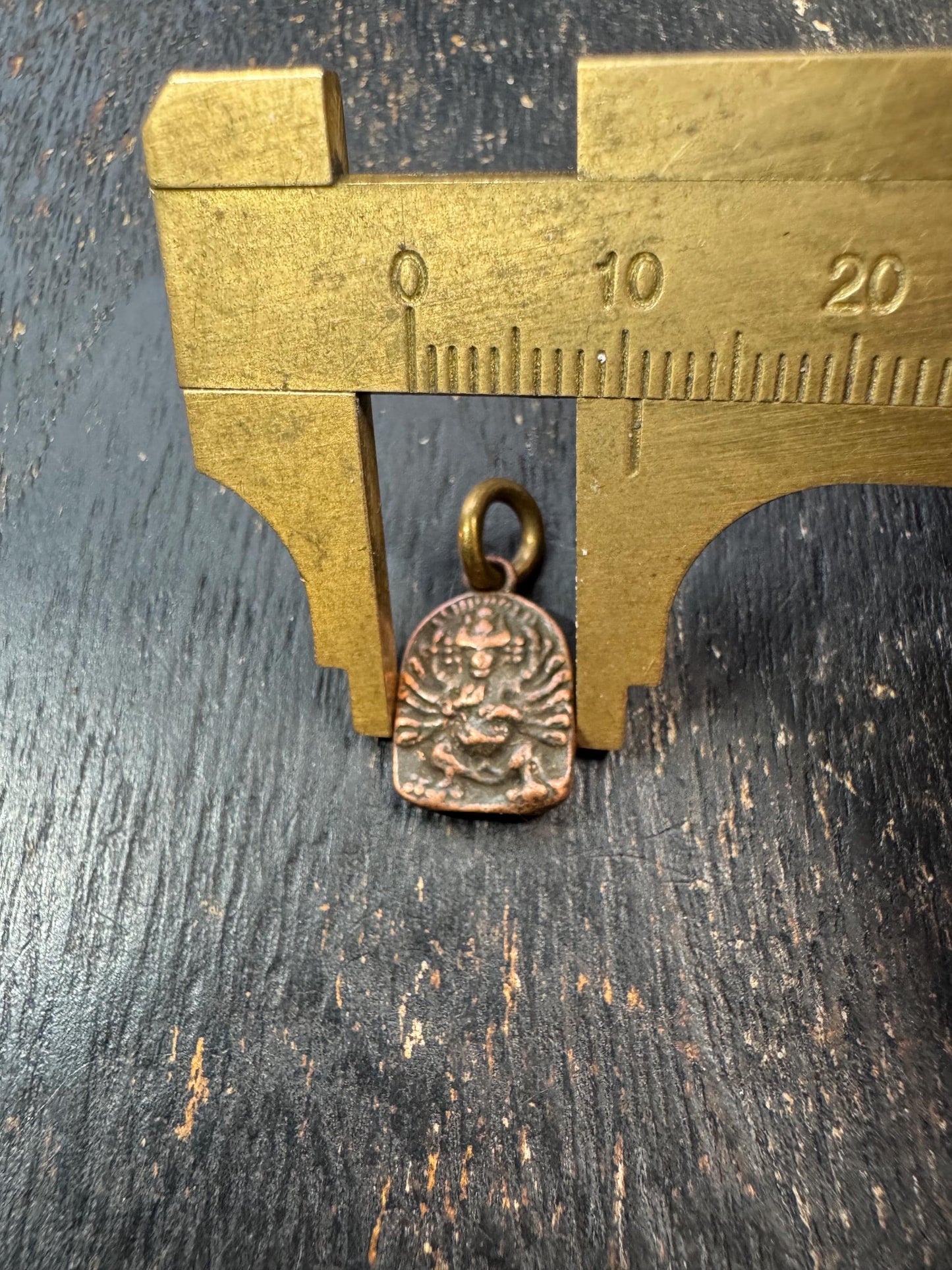 Mini Tibetan Buddhist Amulet Pendant – Wrathful Deity Protective Charm, Vintage Style Himalayan Brass Tsa Tsa Pendant