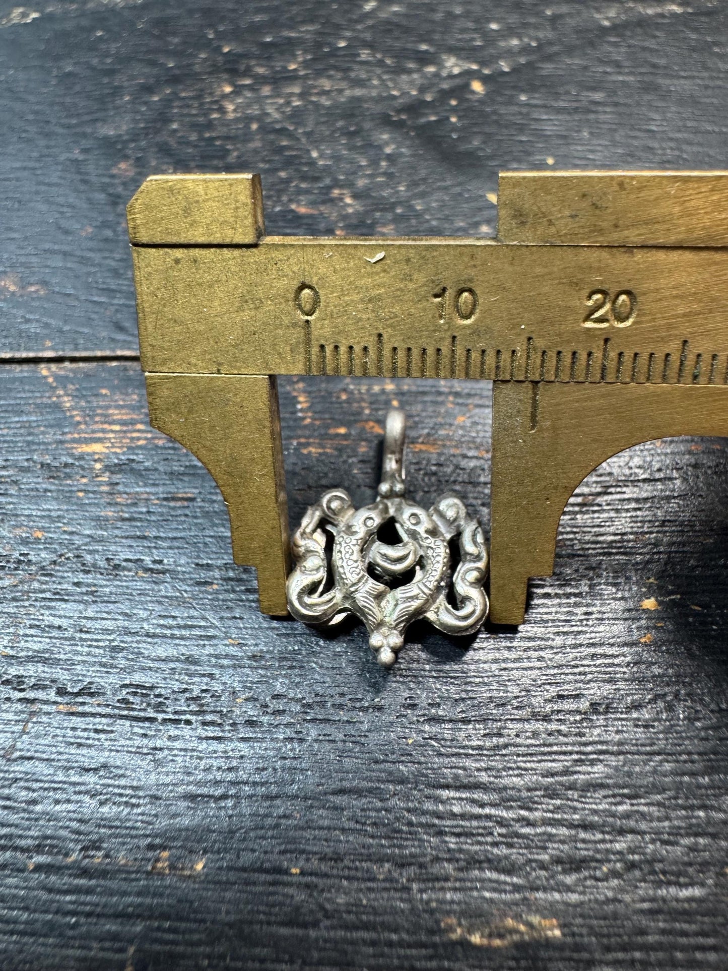Sterling Silver Double Fish Mala Counter Clip, Tibetan Ashtamangala Prayer Beads Accessory, 925 Silver Buddhist Amulet