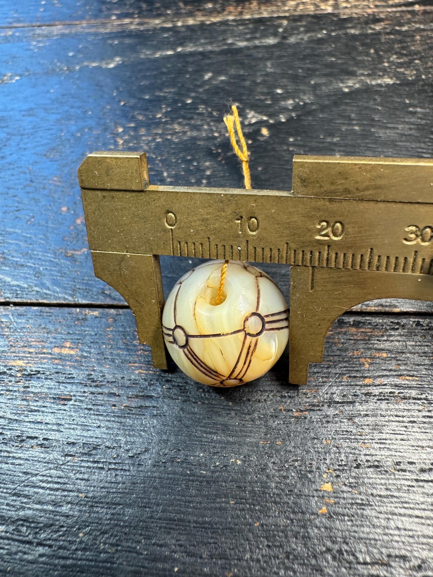 Tibetan Conch Shell Carved Bead Pendant – Hand Engraved Mandala Cross Pattern, Traditional Protective Amulet Bead