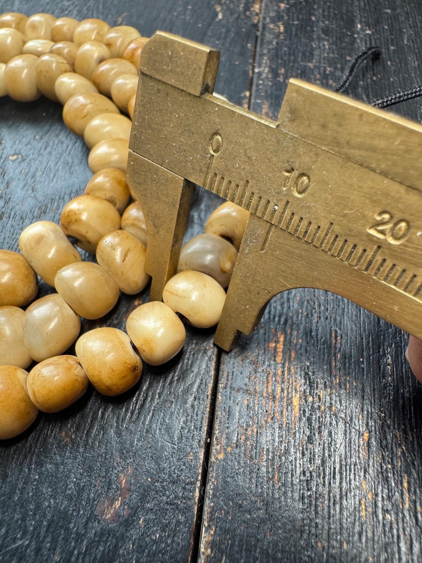 108 Bead Natural Organic Mala Necklace – Aged Patina Prayer Beads, Hand-Strung, 28 Inches