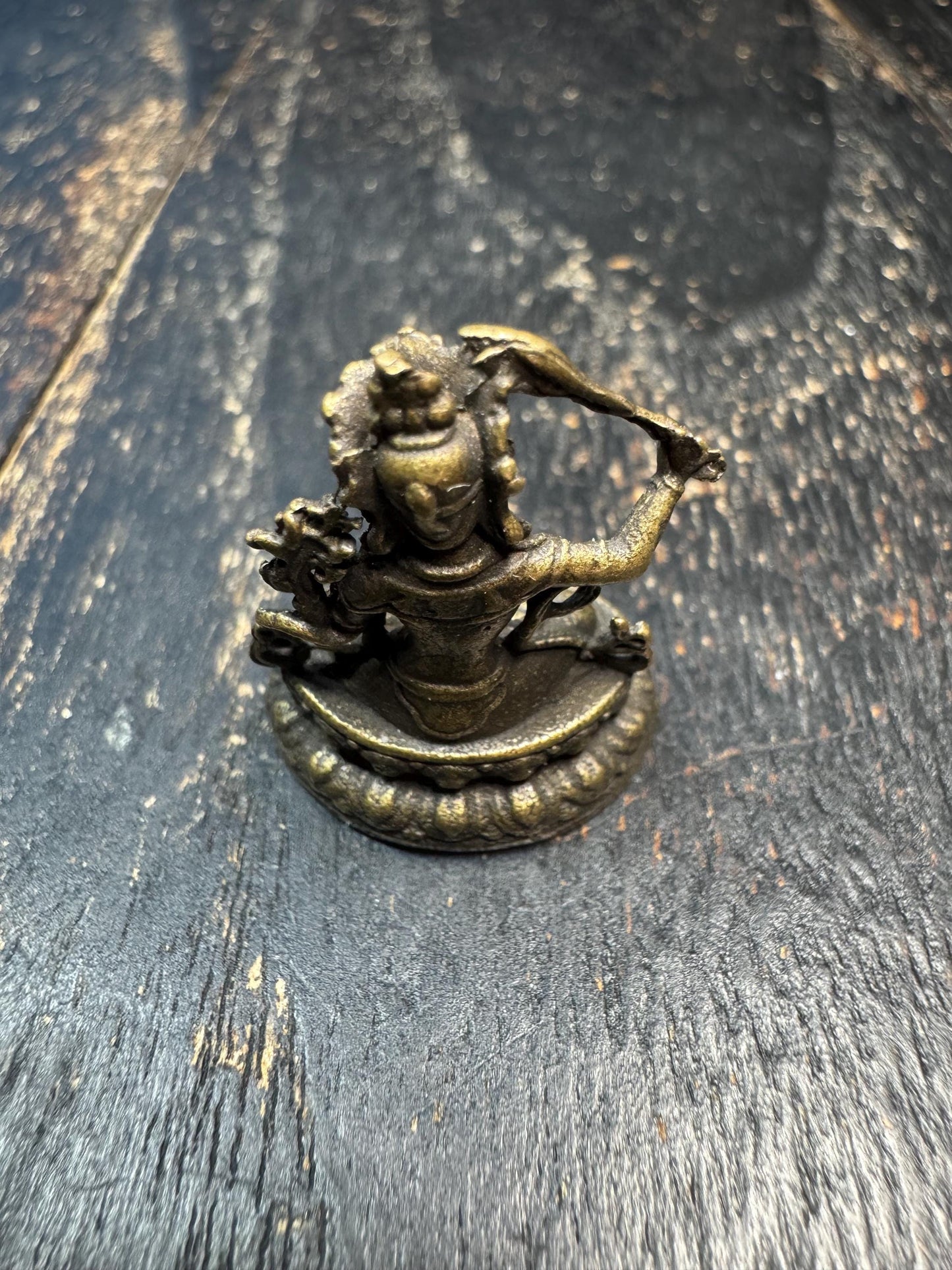 Handcrafted Brass Manjushri Statue | Bodhisattva of Wisdom | 32mm x 23mm | Tibetan Buddhist Miniature Figurine