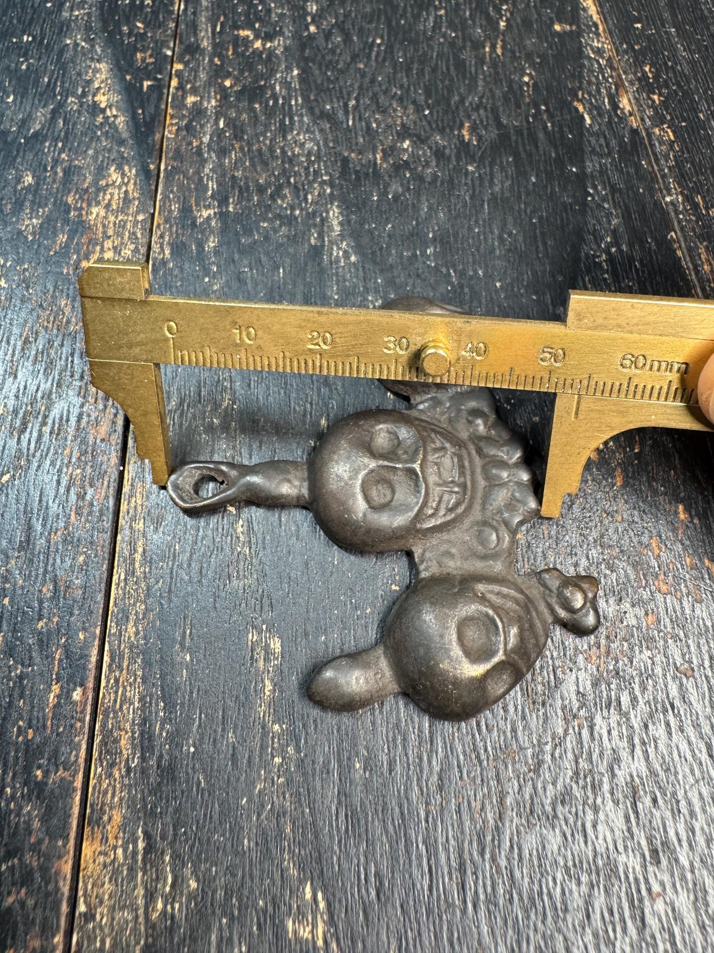 Vintage Tibetan Bronze Skull Amulet Pendant | Triple Skull Protector Talisman | Himalayan Tribal Charm