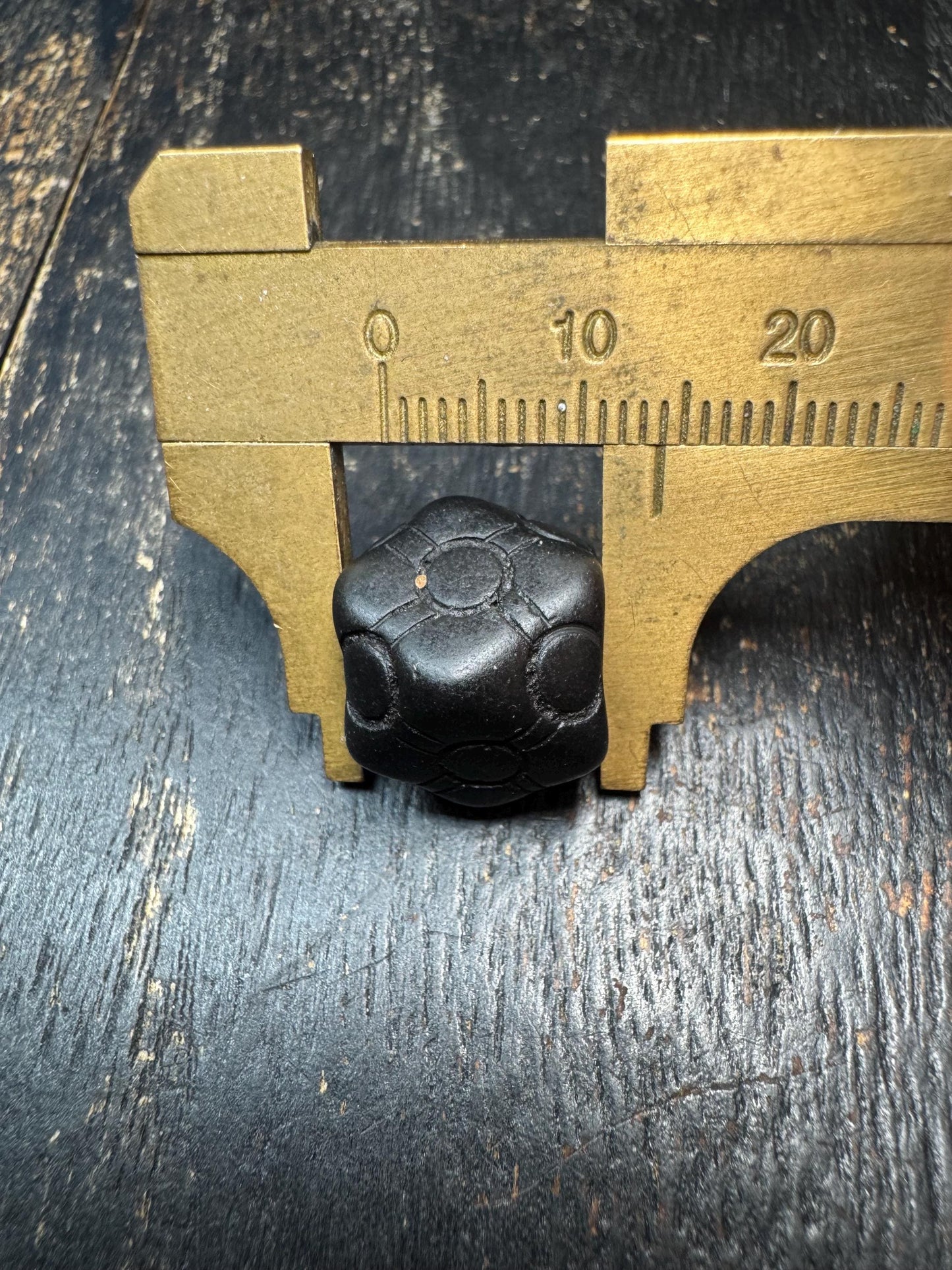 Carved Black Stone Spacer Bead – Tibetan Style Mala Divider Bead – Matte Finish Geometric Bead – Jewelry Making Supply