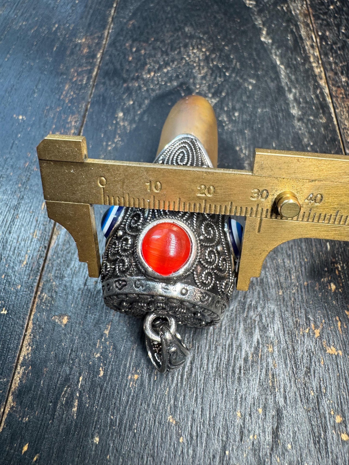 Handcrafted Horn Pendant with Brass Cap, Tribal Eagle Beak Design, Statement Talisman Necklace, Vintage Style Amulet
