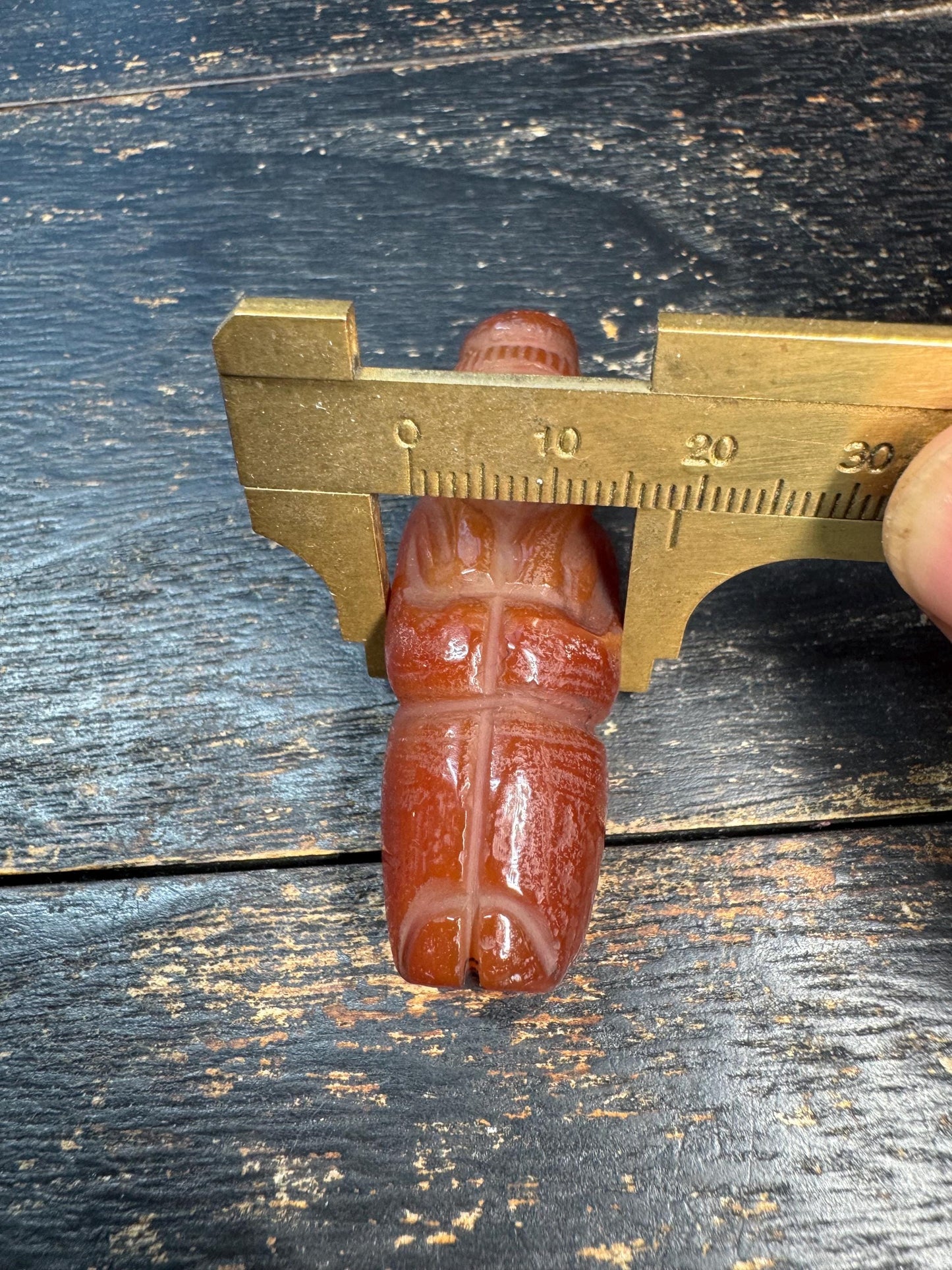 Hand Carved Carnelian Figurine Pendant, Red Agate Human Figure Bead, Tribal Style Stone Carving, Unique Collectible Charm