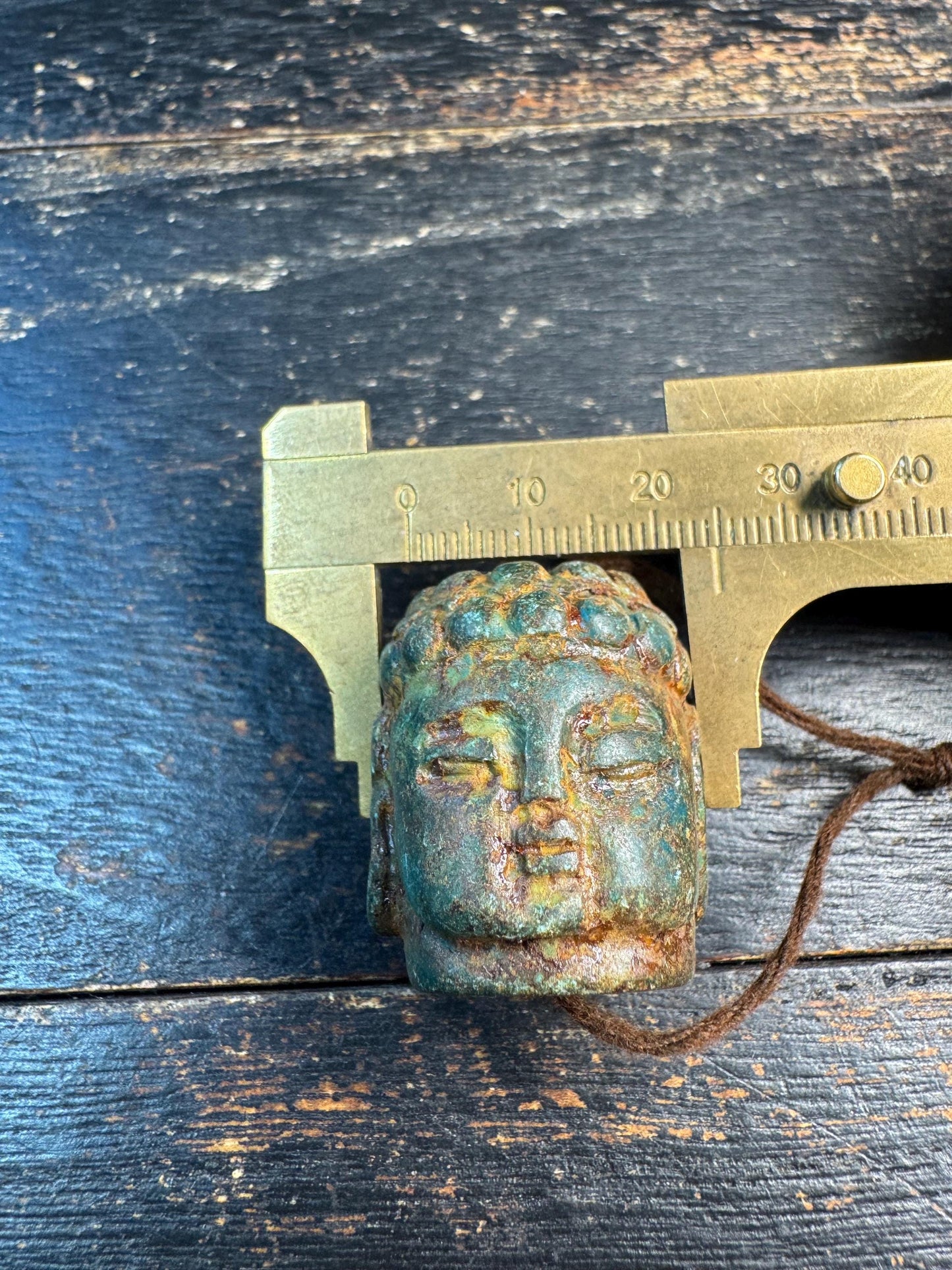 Old Jade Buddha Head Bead, Antique Jade Carving, Green Patina Buddha Pendant, Hand Carved Spiritual Amulet, Meditation Guru Bead
