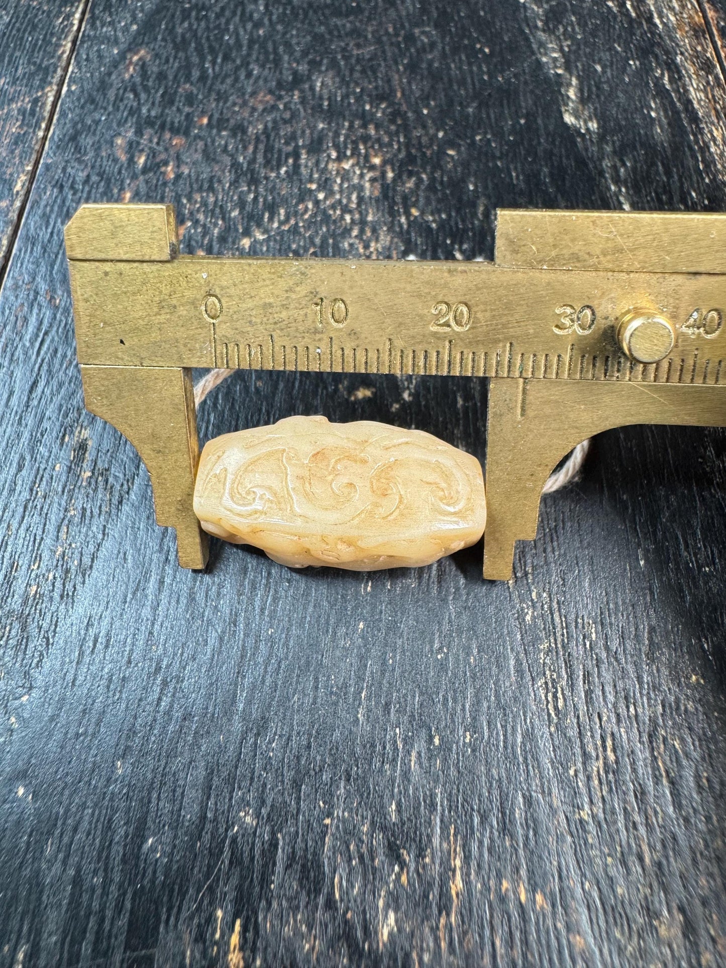 Hand Carved Yak Bone Dragon Cloud Bead, Tibetan Style Coiled Dragon Scroll Barrel Bead, Mala Spacer or Pendant