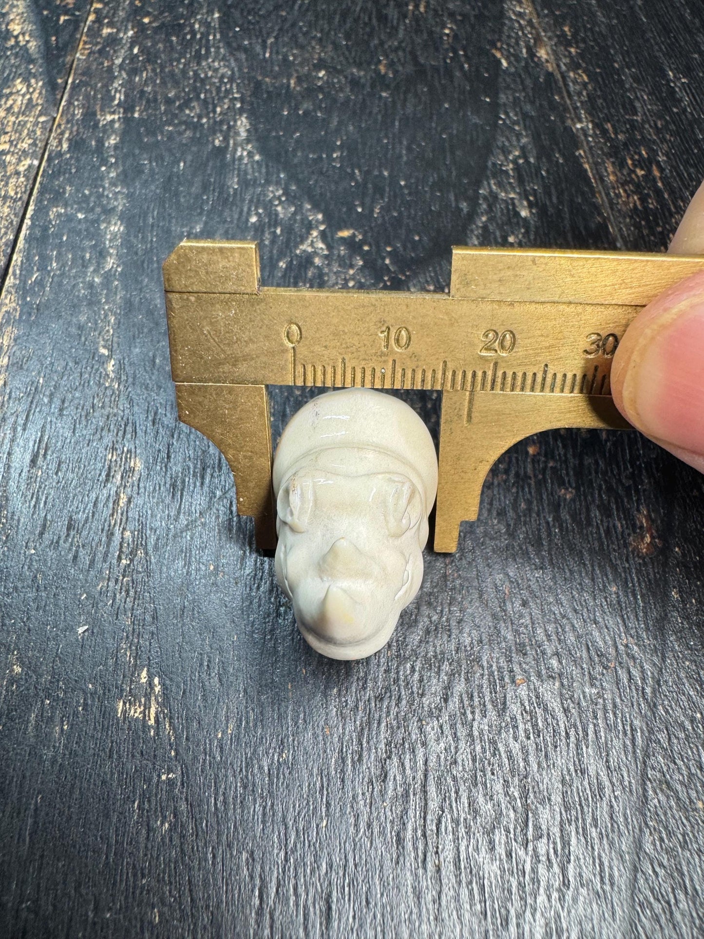 Hand Carved Deer Antler Rhino Pendant Mini Rhinoceros Figurine, Animal Totem Charm, Strength Protection Amulet, Unique Bone Carving