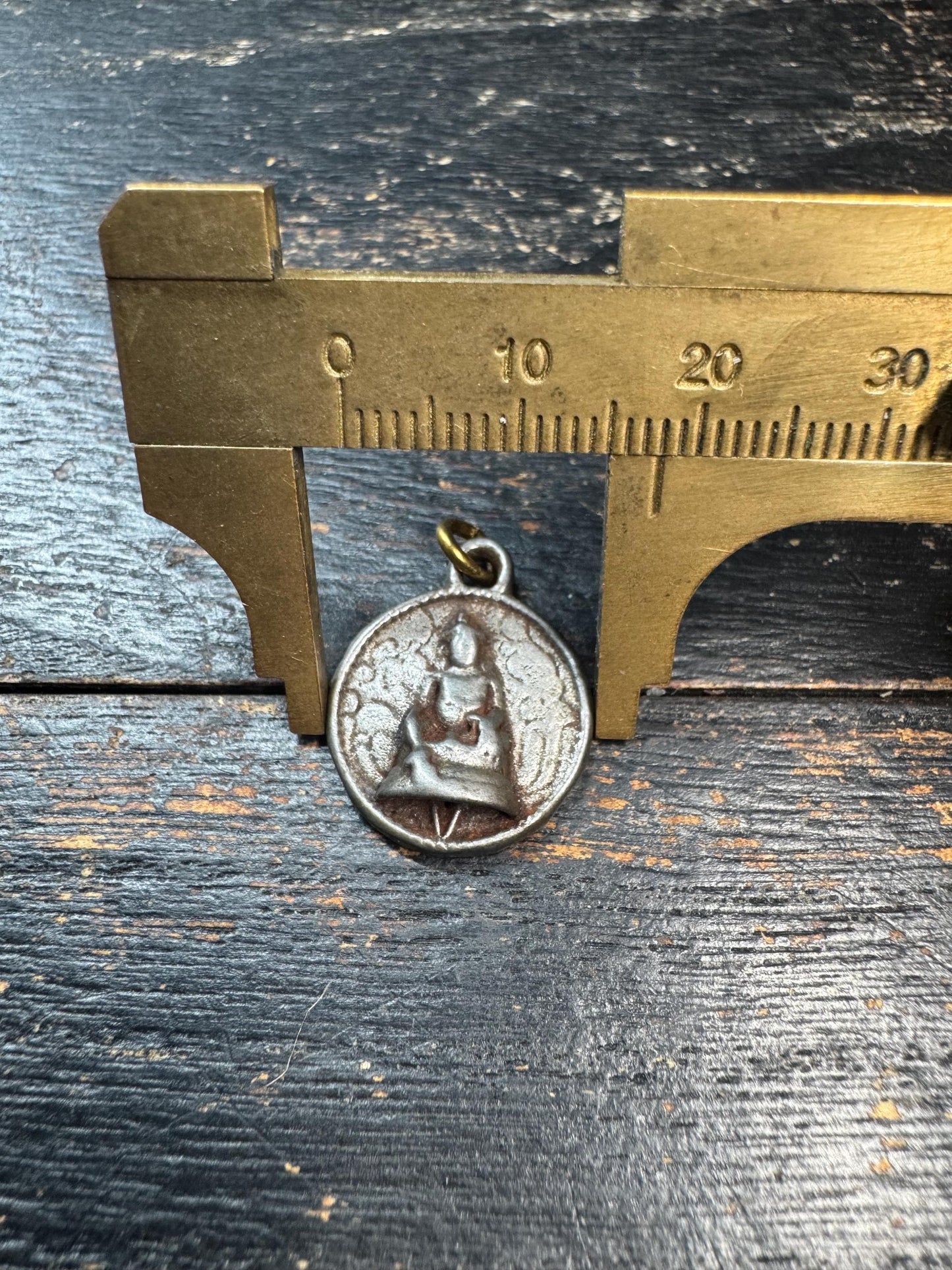 Vintage Tibetan Buddha Cold Iron Pendant – Himalayan Vajra Buddhist Amulet Charm