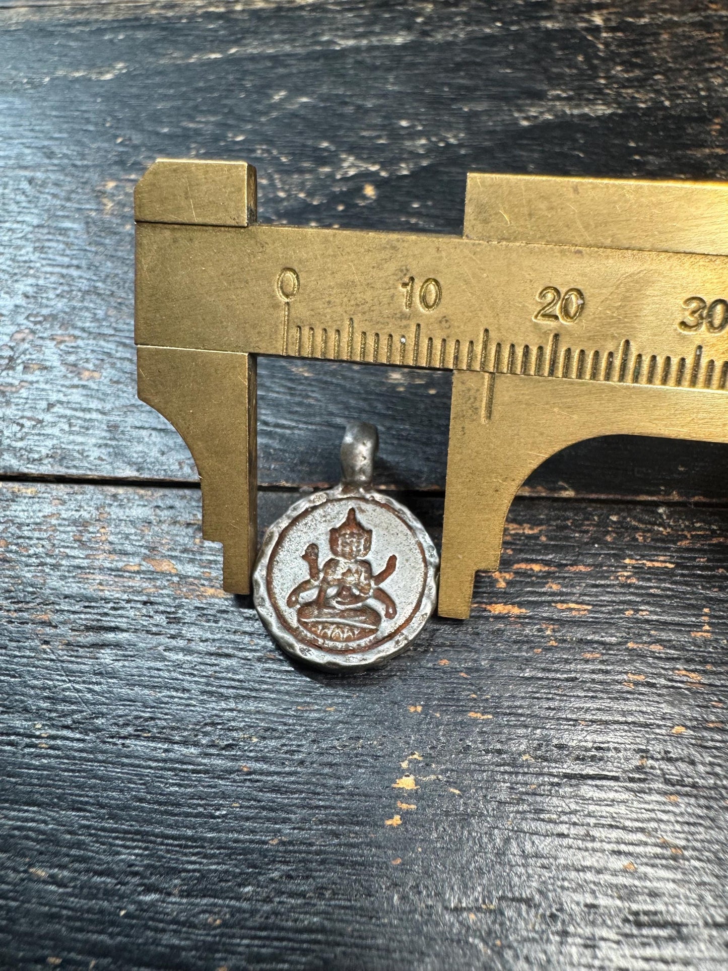 Vintage Tibetan Buddhist Pendant – Multi Armed Deity Cold Iron Himalayan Amulet