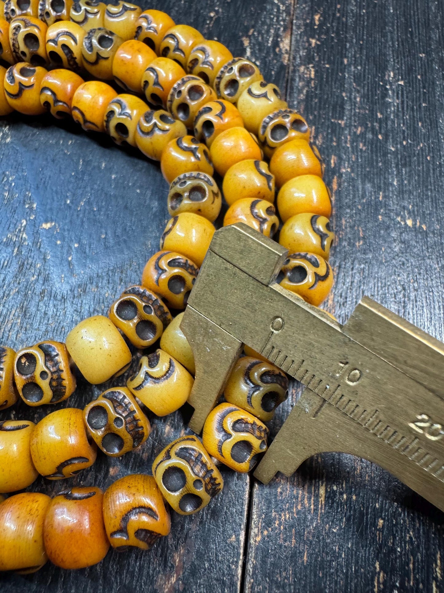 Vintage Yak Bone Skull Mala Necklace 108 Beads 32 Inches Tibetan Style Prayer Beads Handmade Meditation Necklace