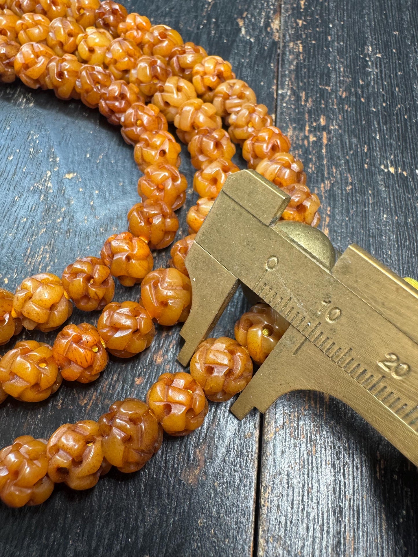 Vintage Nepal Tibetan Yak Bone 108 Mala Necklace | Hand Carved Hollow Round Prayer Beads | Himalayan Meditation Mala