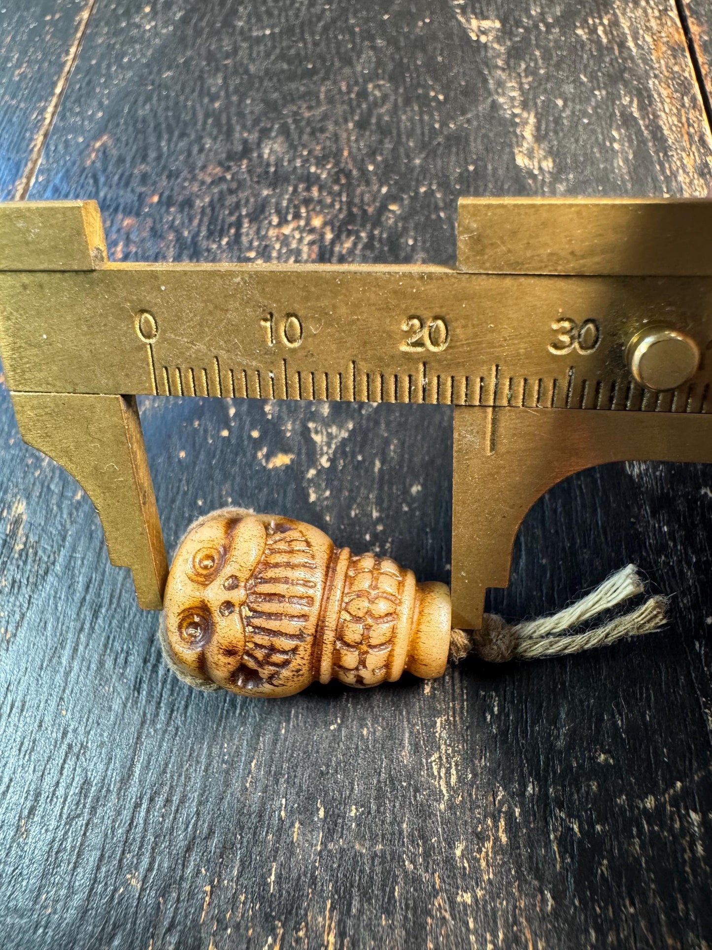 Hand Carved Yak Bone Skull Guru Bead – Tibetan Style Mala Center Bead, Three Hole Bone Guru Bead, Meditation Jewelry Supply, Unique Focal Be