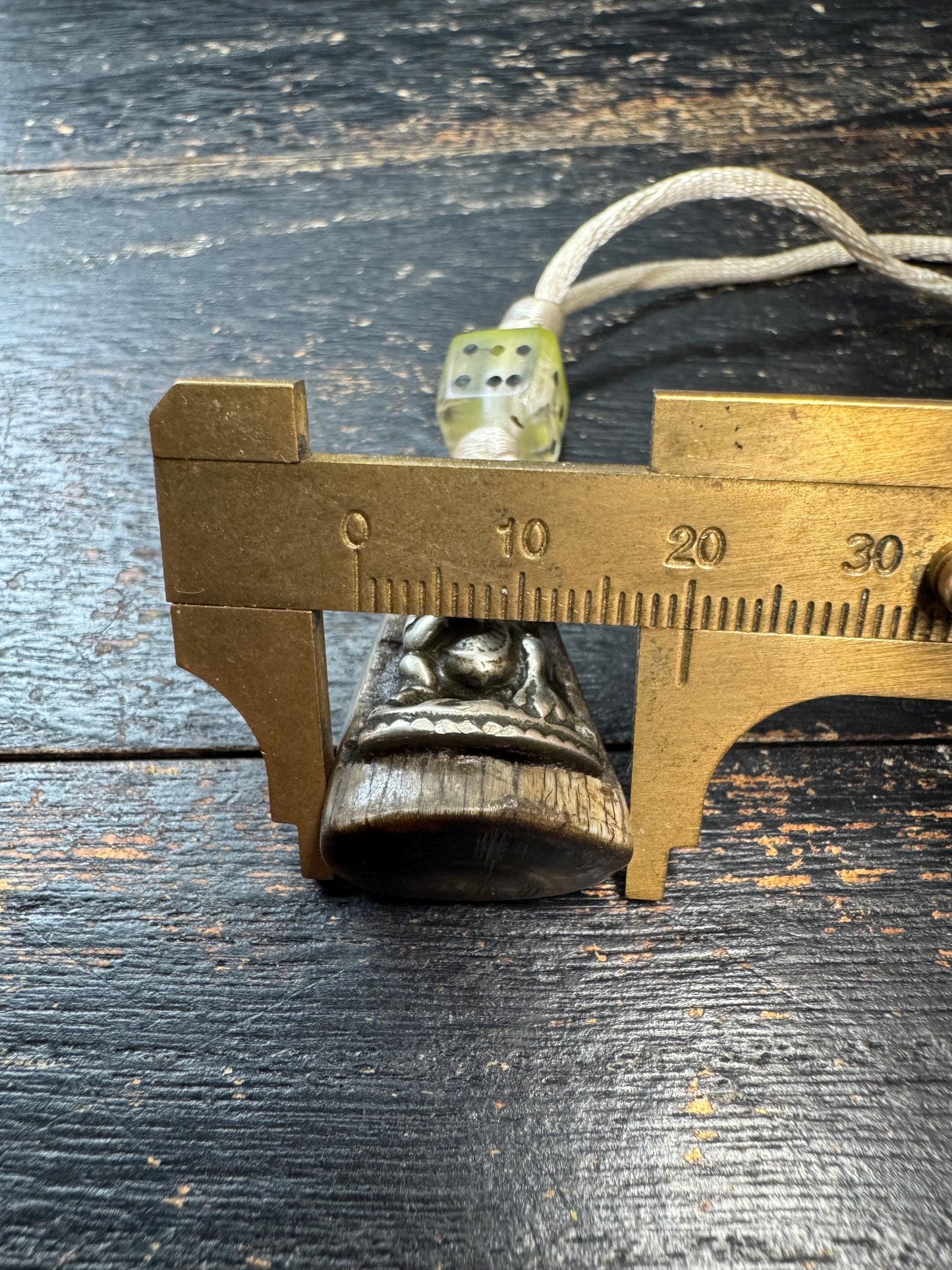 Vintage Himalayan Horn Pendant with Brass Black Jambhala, Tibetan Wealth Deity Amulet, Nepal Folk Art Talisman, Handcrafted Horn Charm