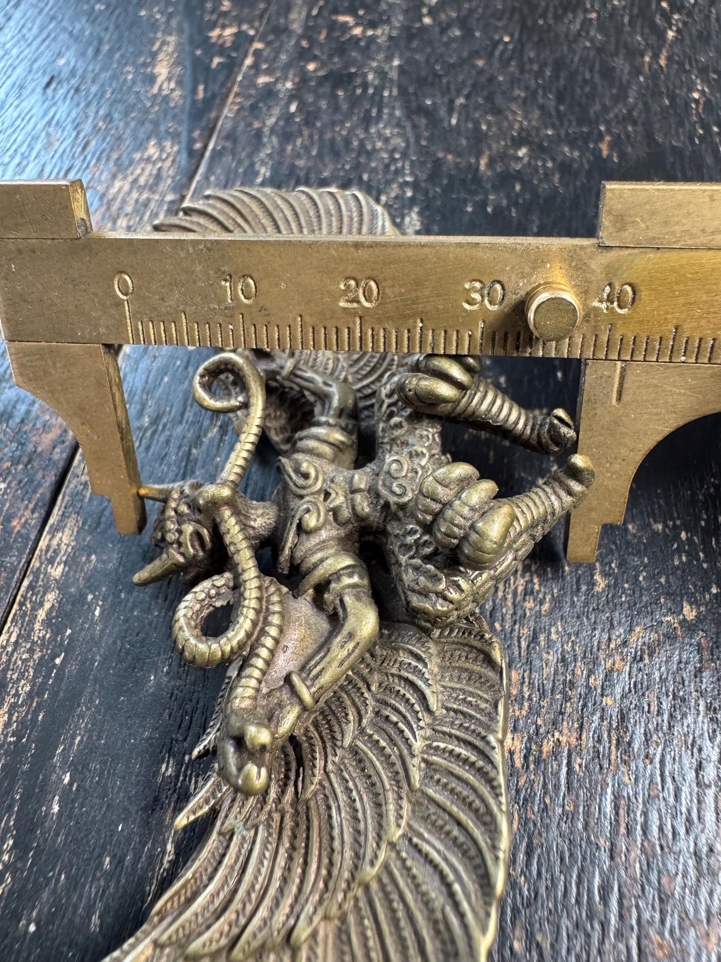 Vintage Brass Garuda Pendant, Tibetan Khyung Bird Amulet, Buddhist Protector Pendant, Winged Deity Charm, Himalayan Spiritual Talisman(H728)