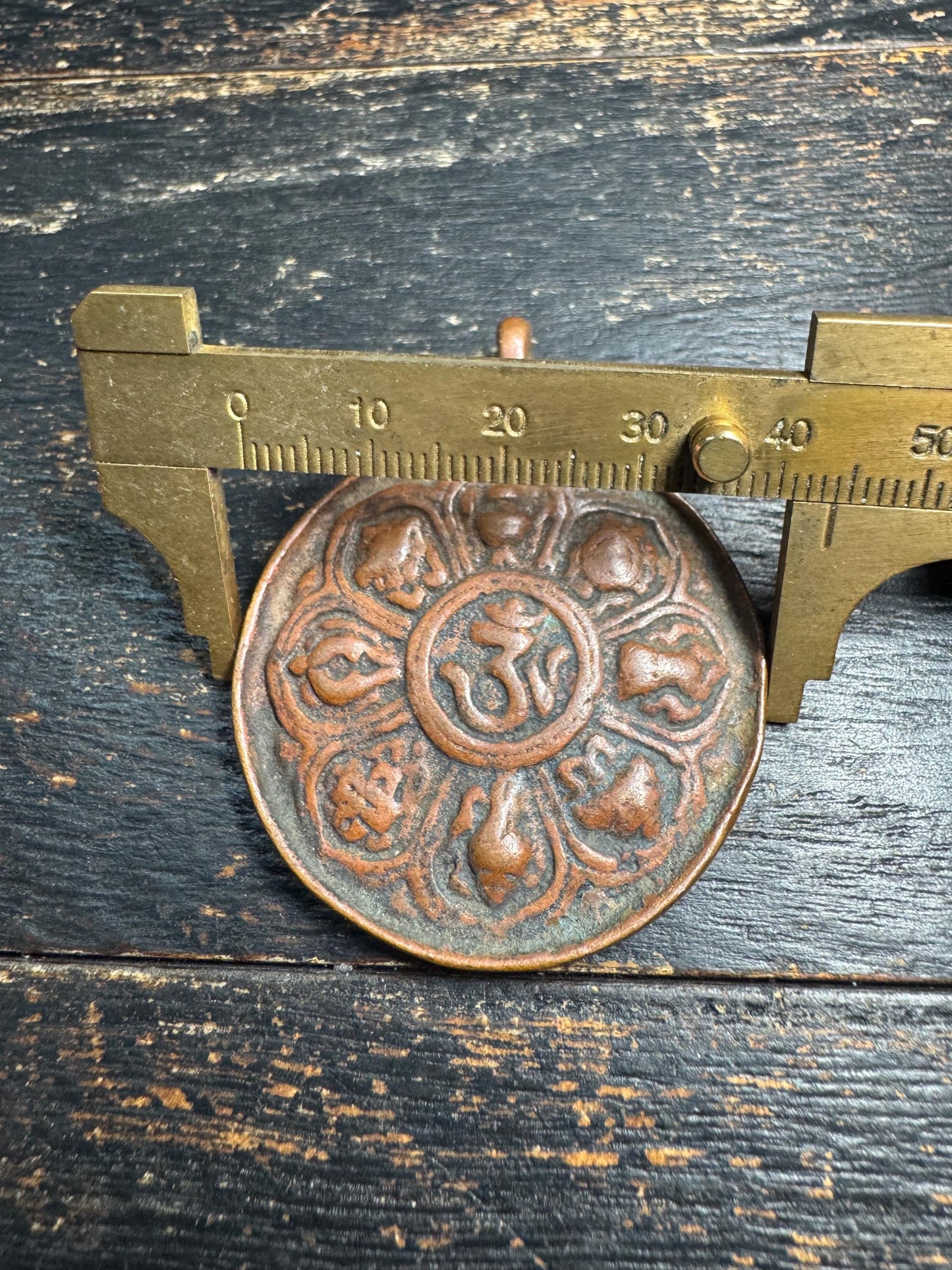 Vintage Tibetan Brass Nine Palaces Bagua Pendant | Double-Sided Buddhist Amulet | Om Protection Talisman | Nepal Brass Charm(H721)