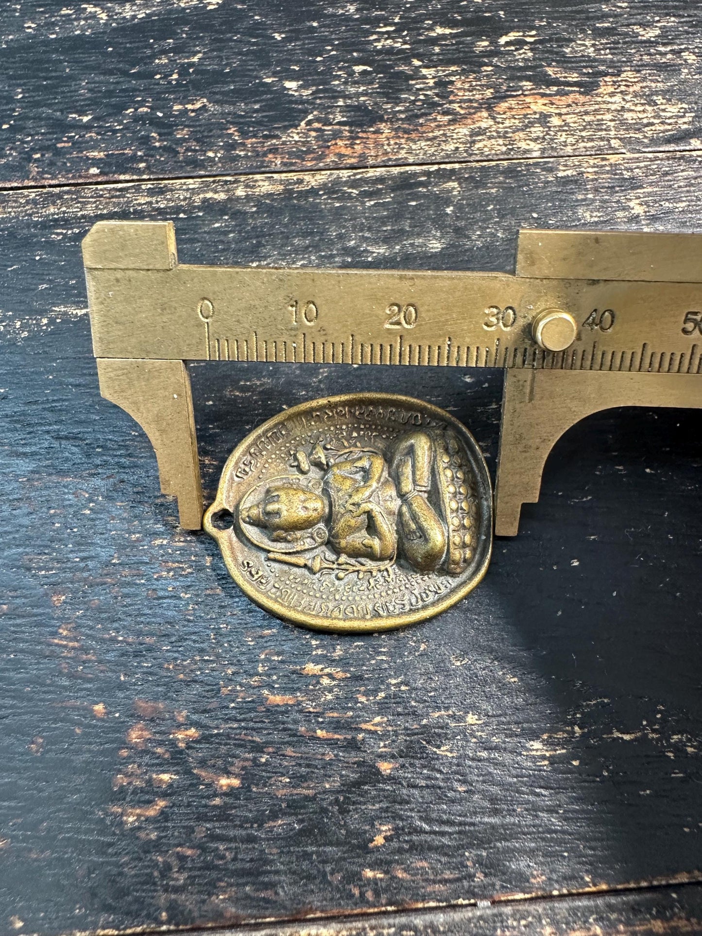 Vintage Brass Buddhist Pendant Double Sided Buddha Amulet Tibetan Nepal Meditation Charm Sanskrit Prayer Talisman(H744)