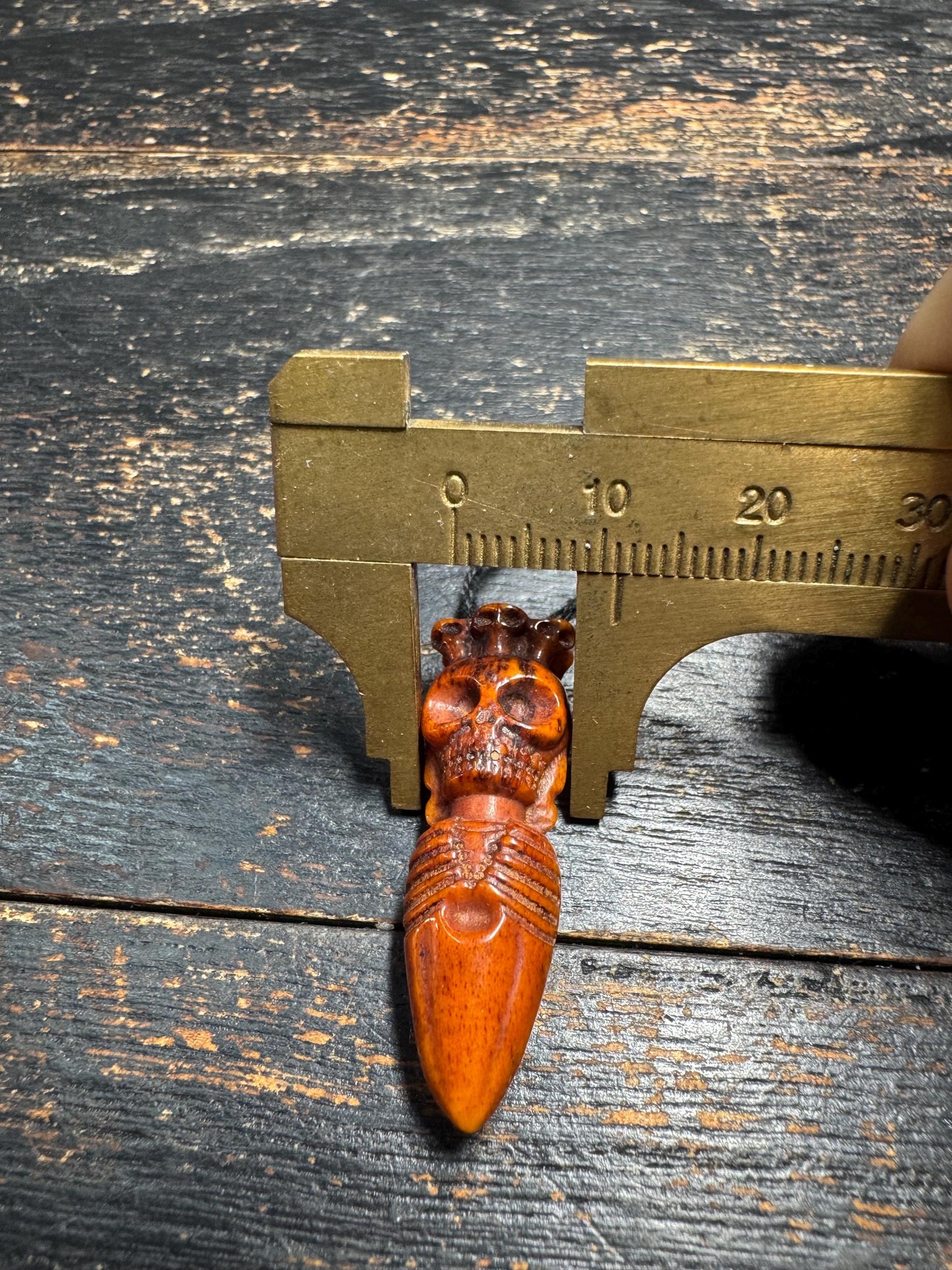 Hand Carved Yak Bone Citipati Skull Phurba Pendant, Tibetan Buddhist Ritual Dagger Amulet, Mala Guru Pendant, Meditation Charm(H746)