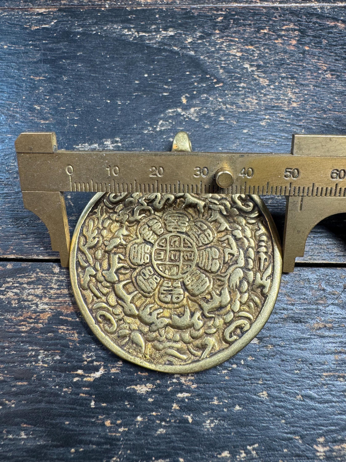 Tibetan Nine Palace Bagua Amulet Pendant, Copper Buddhist Talisman, Nine Palace Eight Trigrams Charm, Himalayan Protection Pendant(H956)