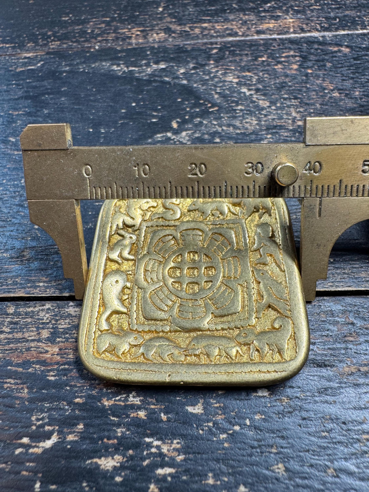 Tibetan Nine Palace Bagua Copper Amulet Pendant, Square Buddhist Protection Talisman, Himalayan Eight Trigrams Charm(H956)