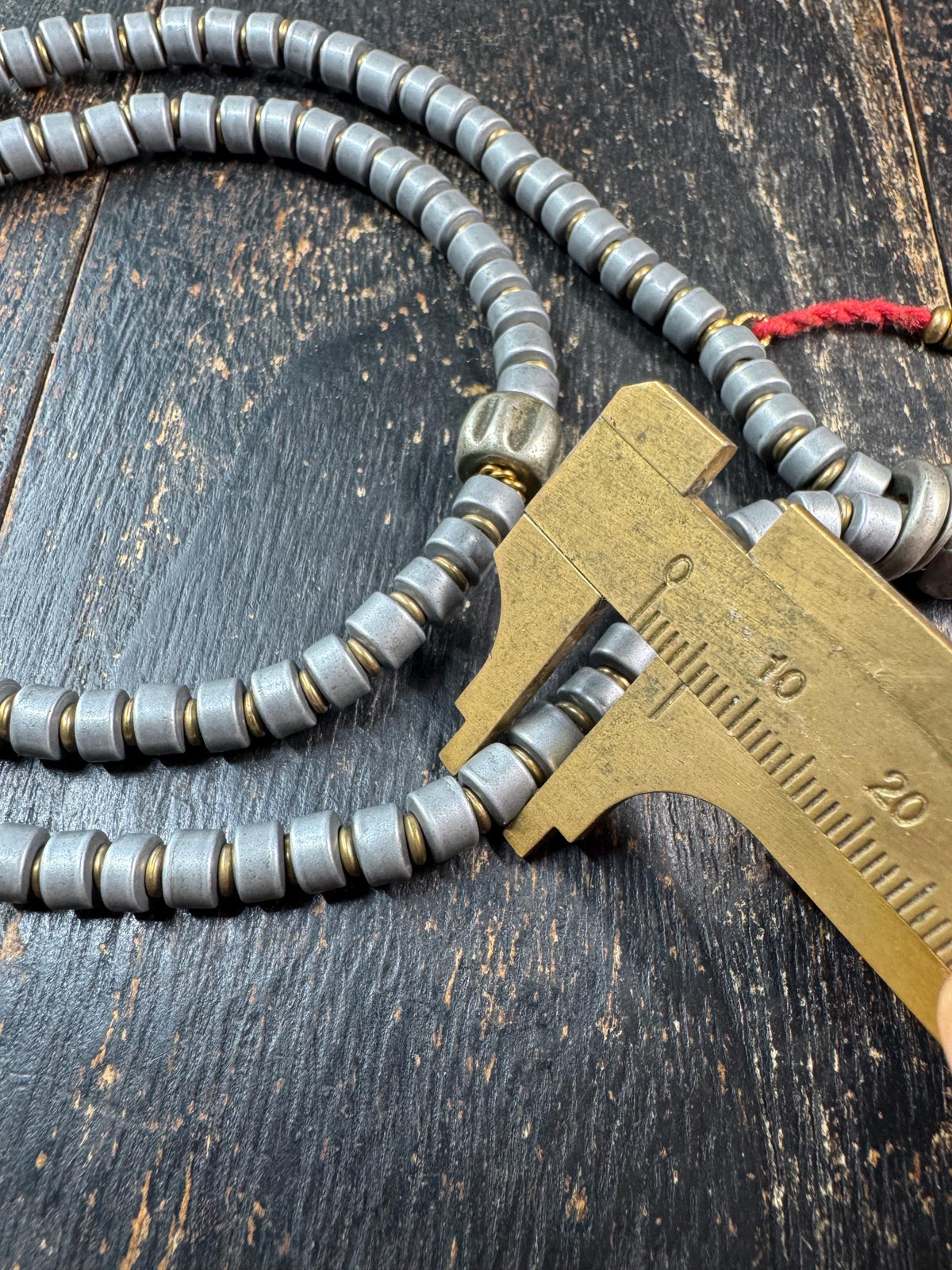 108 Aluminum Bead Mala Necklace with Brass Skull Spacers & Mala Counters, Tibetan Style Prayer Beads, Meditation Necklace(H960)