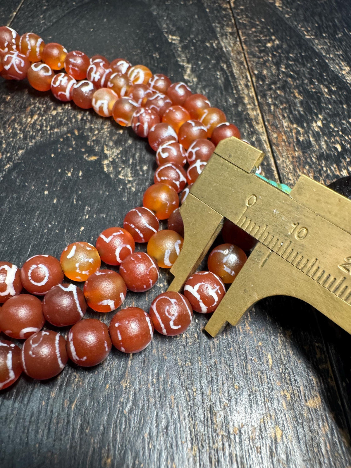 108 Red Agate Mala Beads, Etched Agate Prayer Necklace, 34” Tibetan Style Meditation Mala, Mantra Symbol Beads, Spiritual Jewelry(H967)