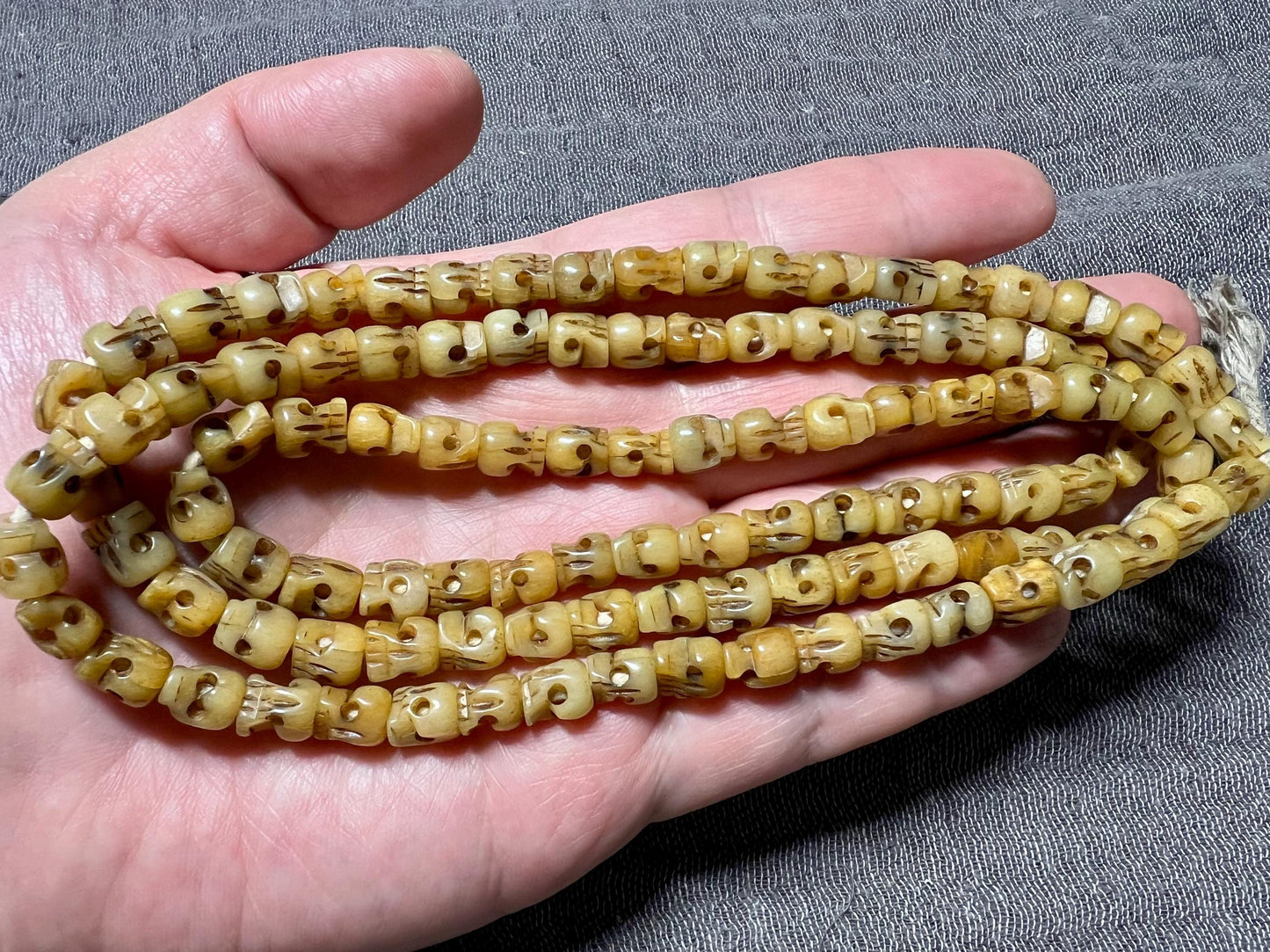 Handmade Tibetan Yak Bone Skull Mala: Buddhist Prayer Beads(7-8mm)