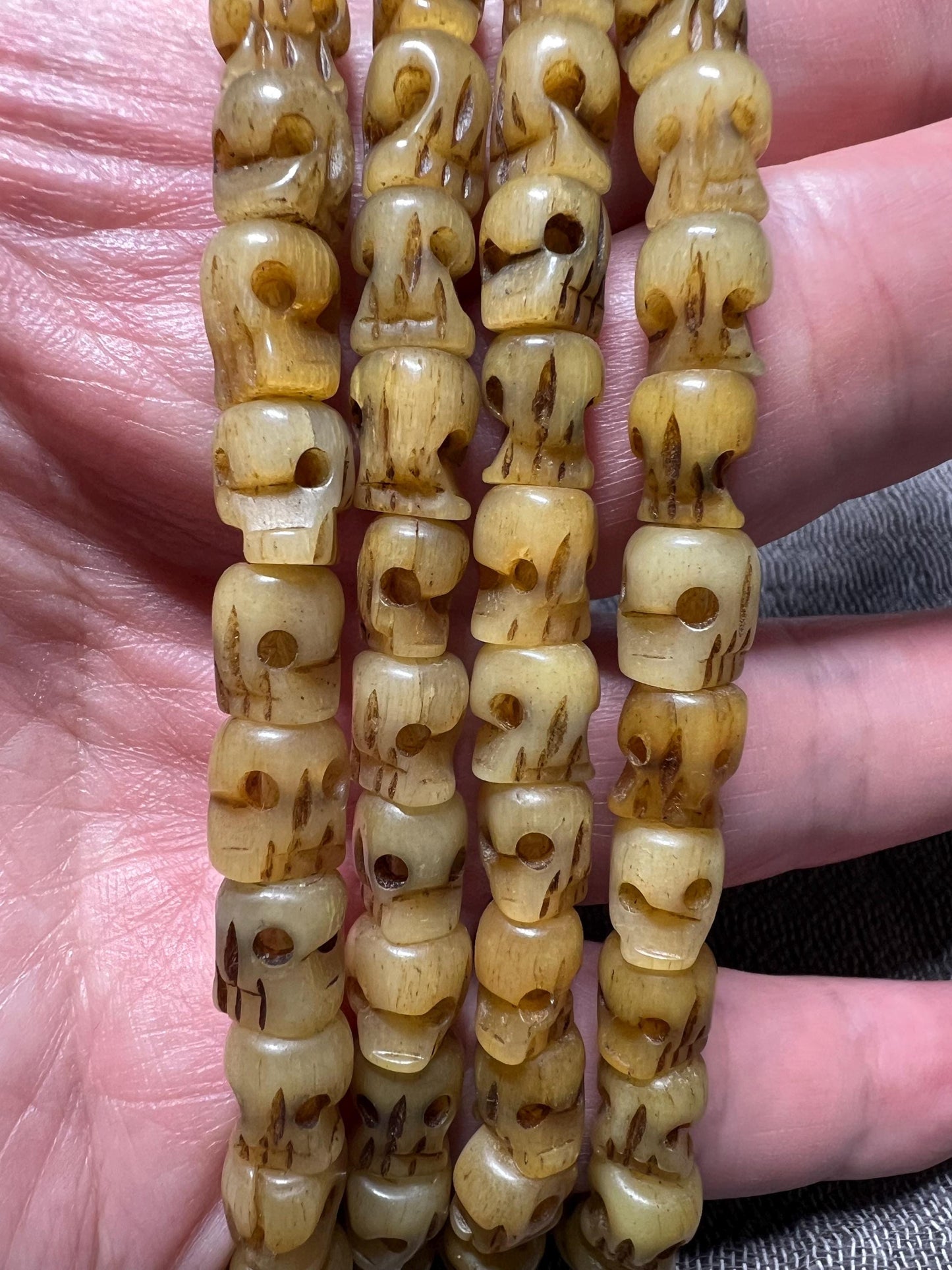 Handmade Tibetan Yak Bone Skull Mala: Buddhist Prayer Beads(7-8mm)