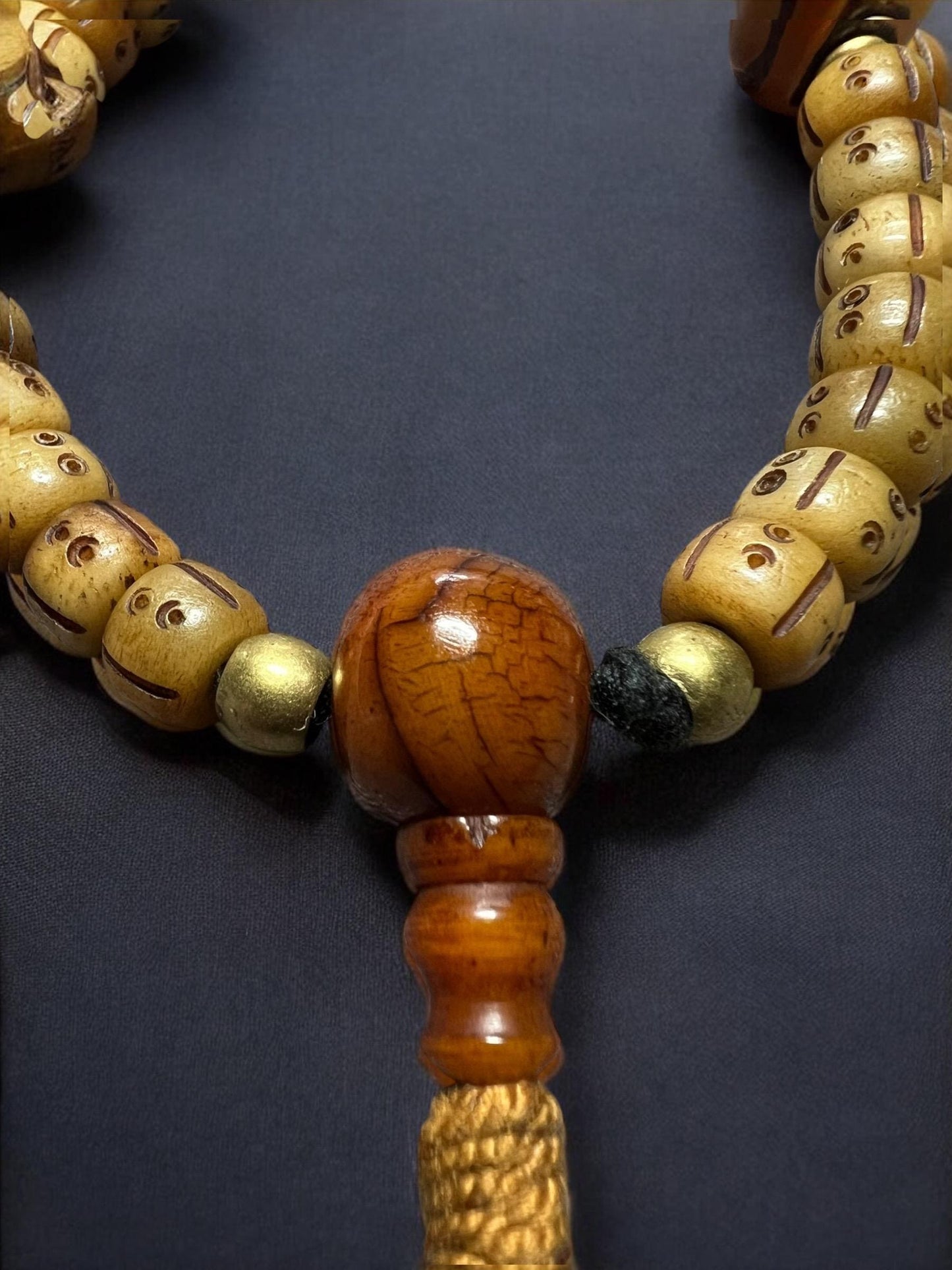 Handcrafted Yak Bone Mala Bracelet: Tibetan Mantra Beads, Adjustable