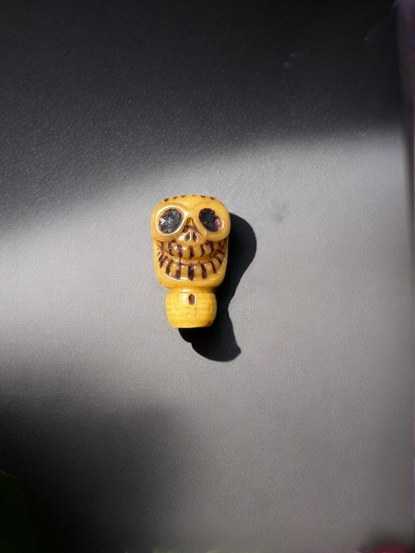 Tibetan Yak Bone Carved Guru Bead – Small 3-Hole Connector for Mala Accessories
