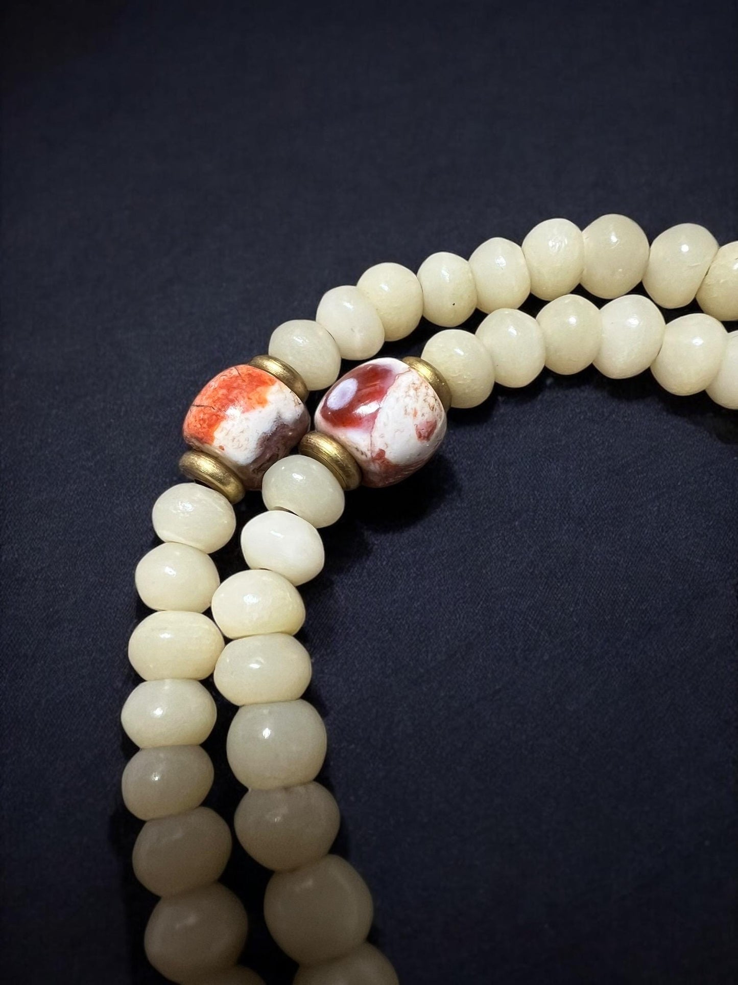 Tibetan Yak Bone Mala Prayer Beads: Turquoise, Agate, Bodhi Seed