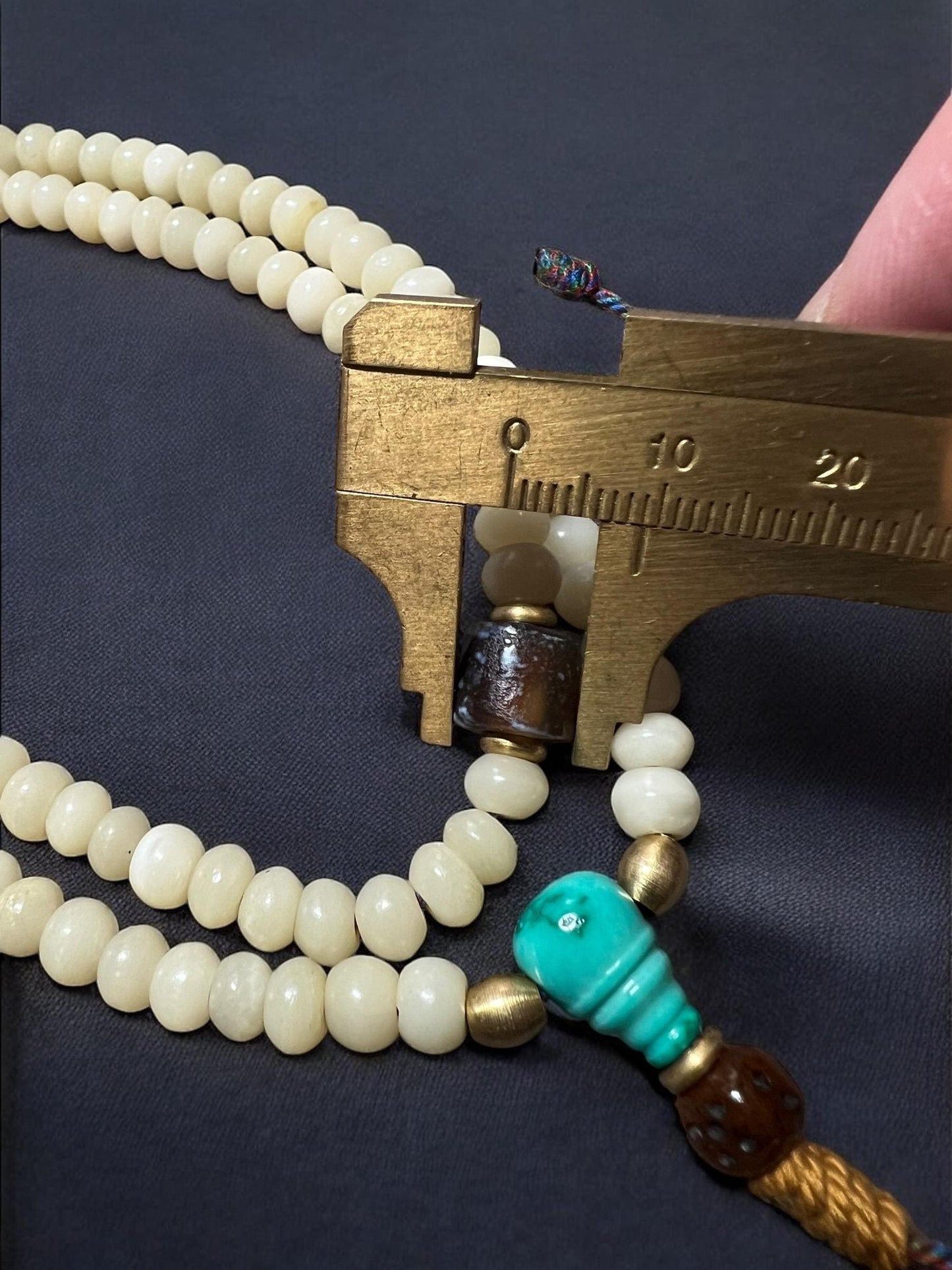 Tibetan Yak Bone Mala Prayer Beads: Turquoise, Agate, Bodhi Seed