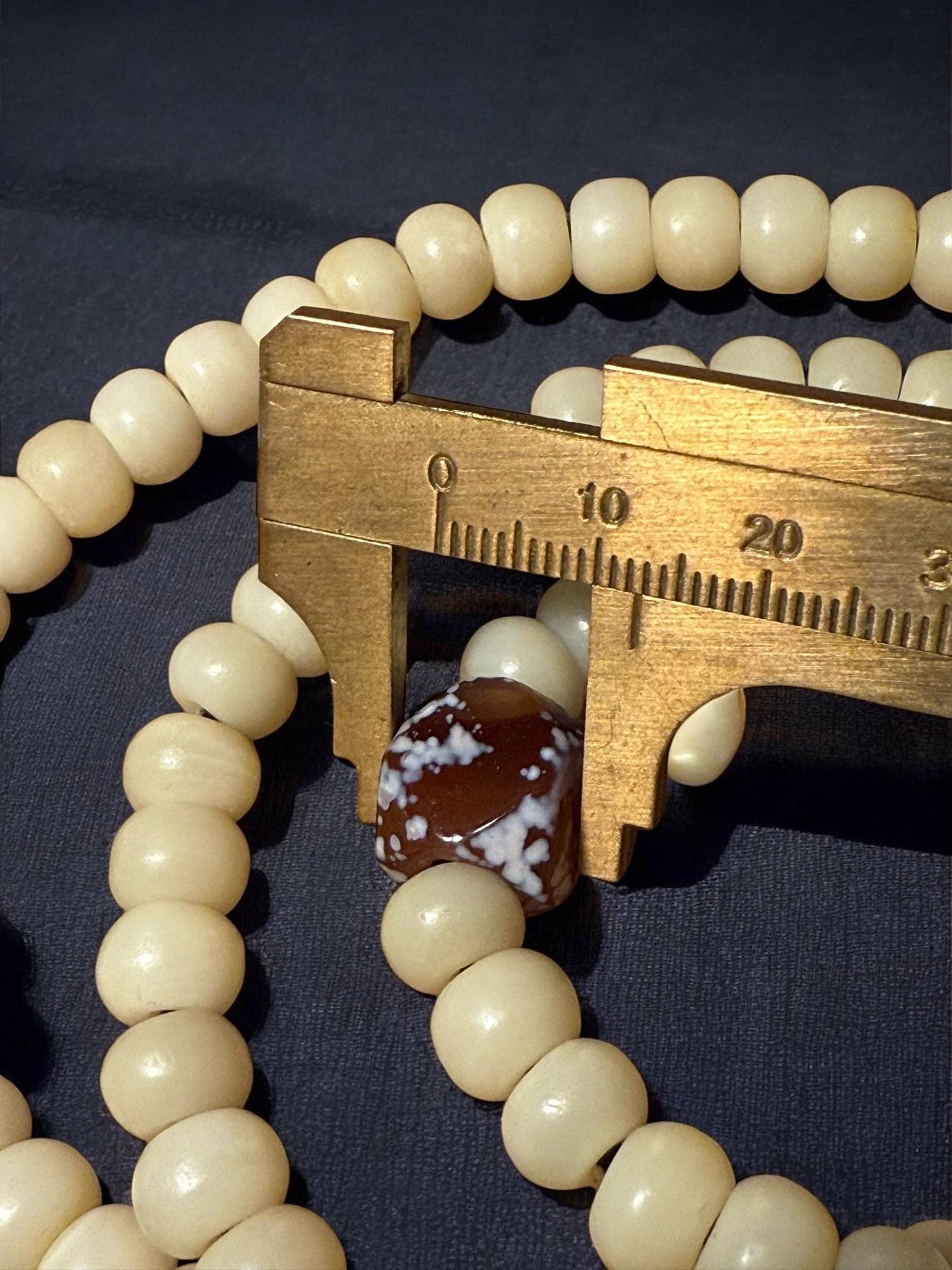 Yak Bone Mala: 108 Prayer Beads with Agate & Bodhi Accents