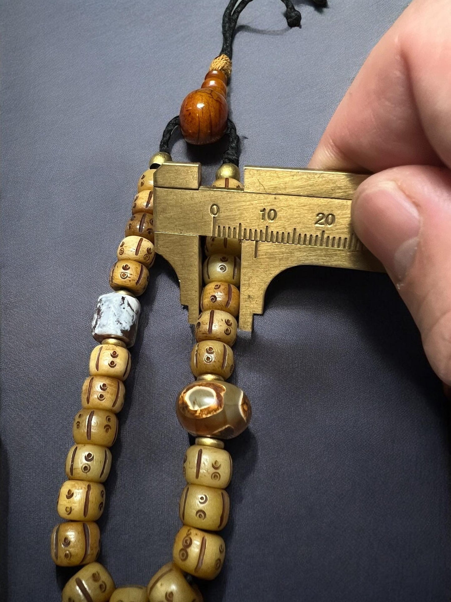 Handcrafted Yak Bone Mala Bracelet: Tibetan Mantra Beads, Adjustable