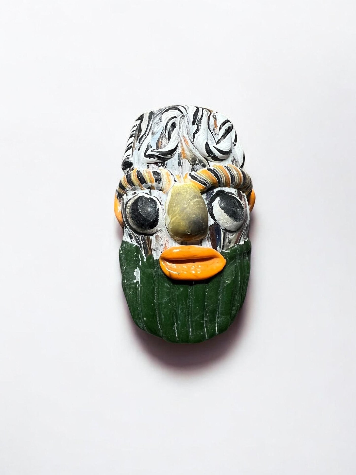 Antque Phoenician Mosaic Glass Face Bead – Rare Collectible Jewelry Piece