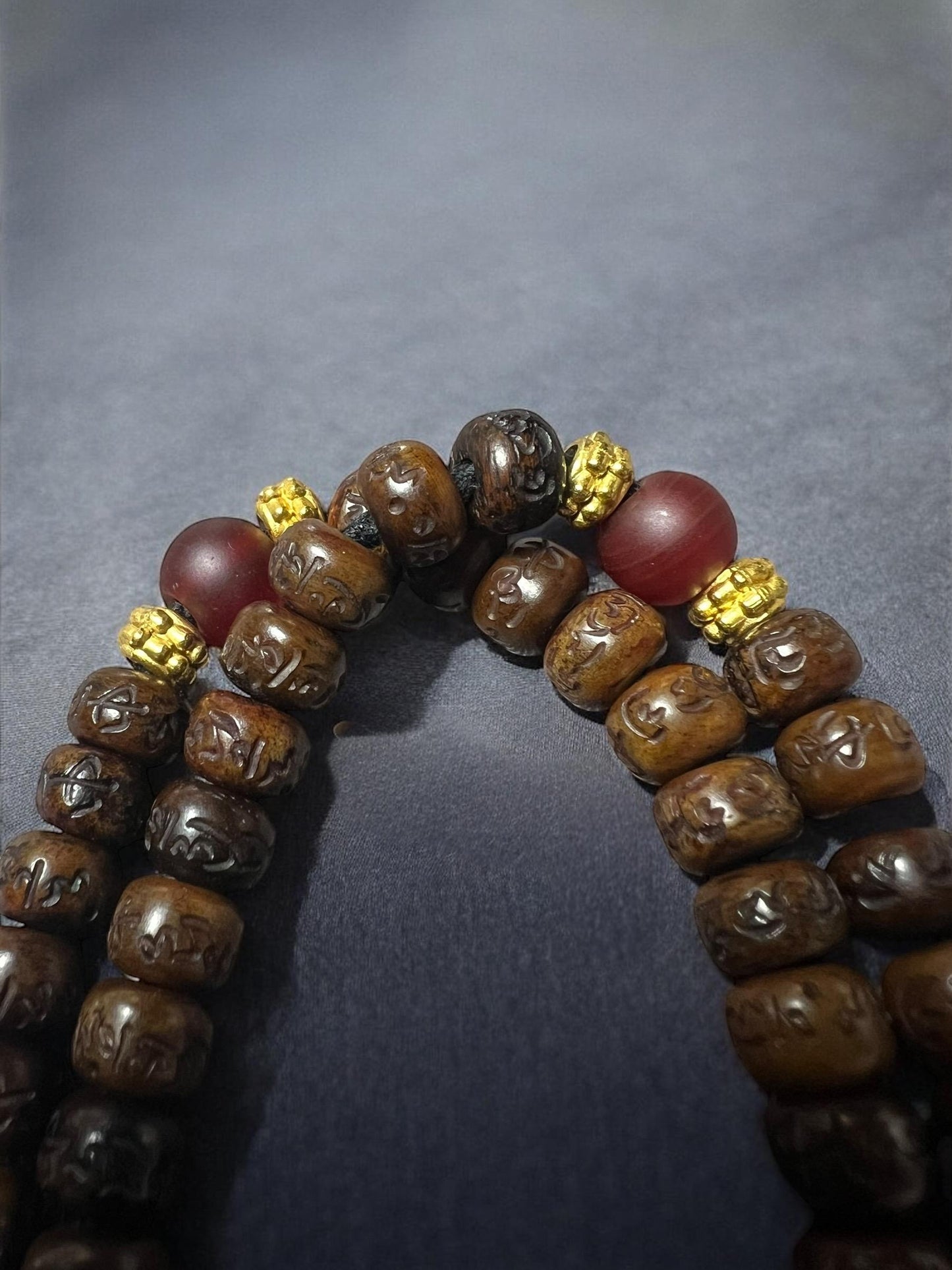 Handmade Yak Bone Bead Bracelet | Tibetan Handheld Mala Prayer Beads with Six-Word Mantra